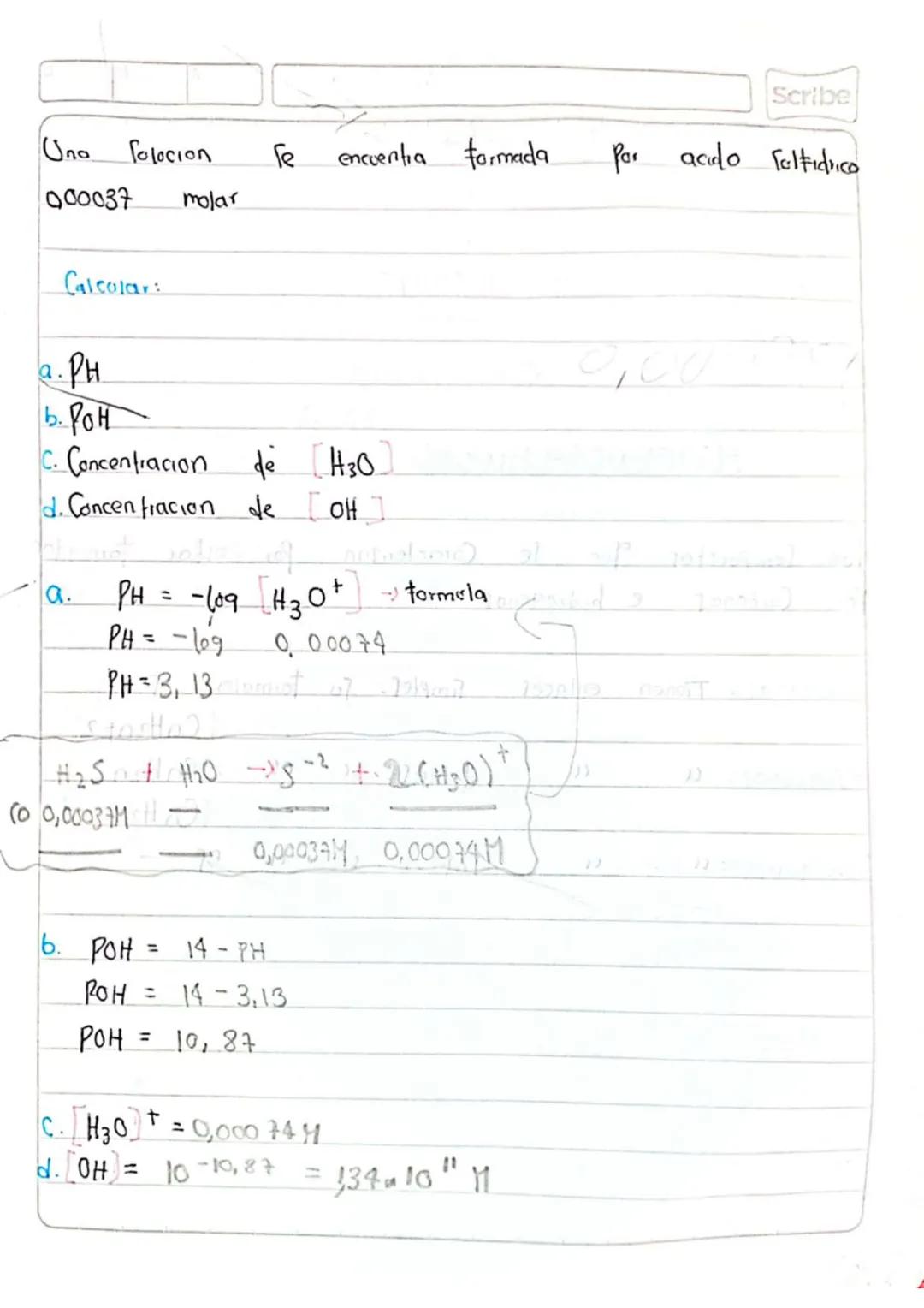 Scribe
# Potencial de hidrogeno:

medir el nivel de acidez o bascidad o alcalinidad
de una Sustancia

Empienzan Acido Basica Terminan
en $H^