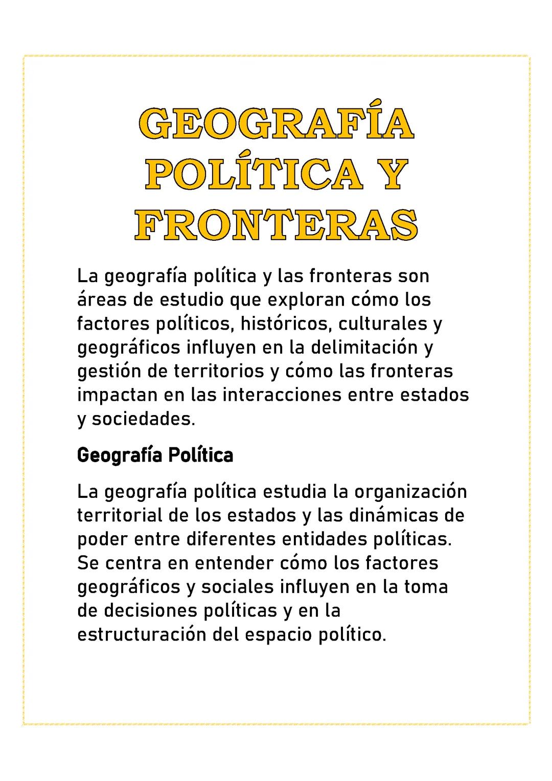GEOGRAFÍA POLÍTICA Y FRONTERAS 