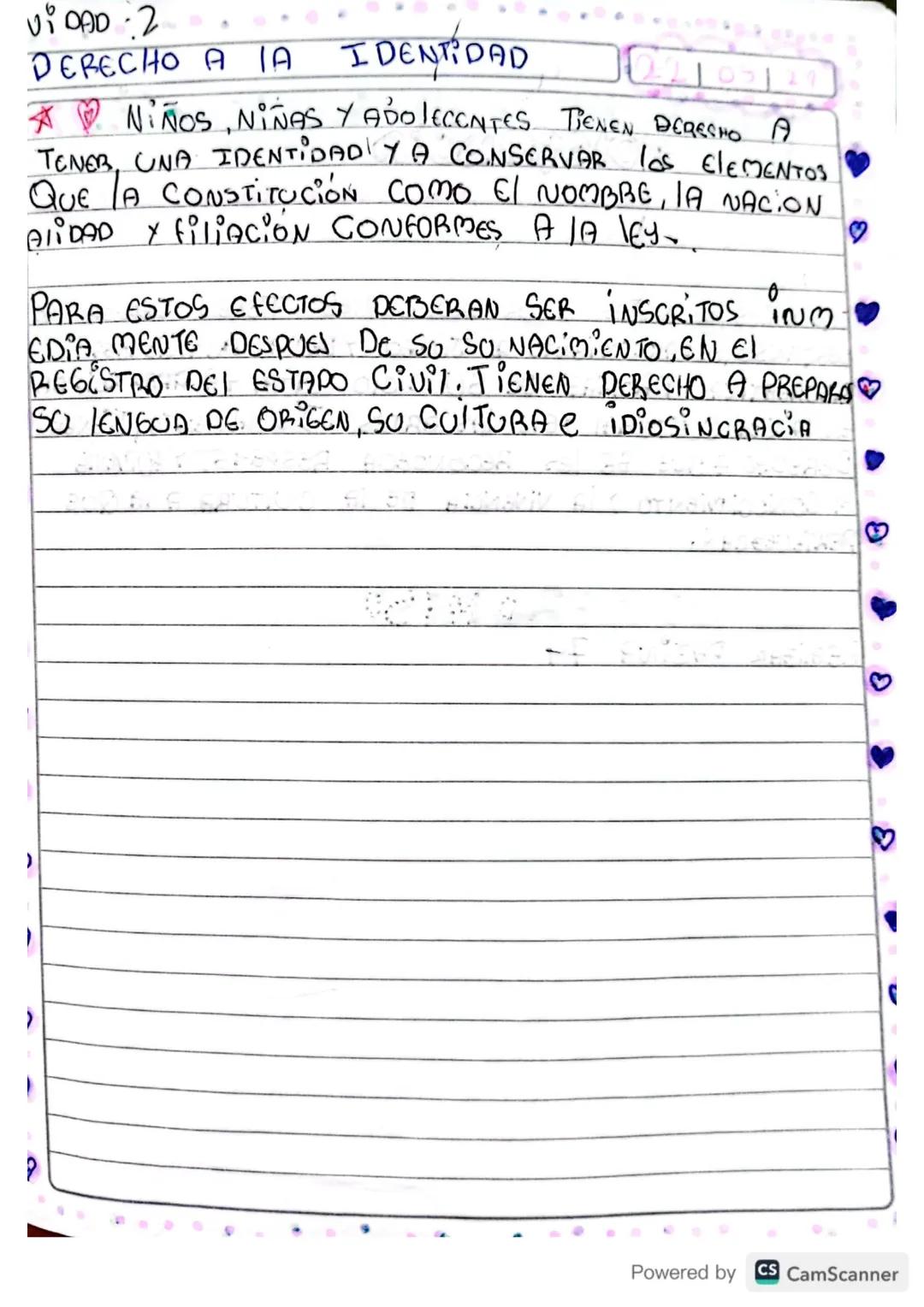 ViDAD 2
DERECHO A IA
IDENTIDAD
* Niños, NiÑAS Y ADOLECENTES TIENEN DERECHO A
TENER, UNA IDENTIDAD Y A CONSERVAR los ELEMENTOS
QUE LA CONSTIT