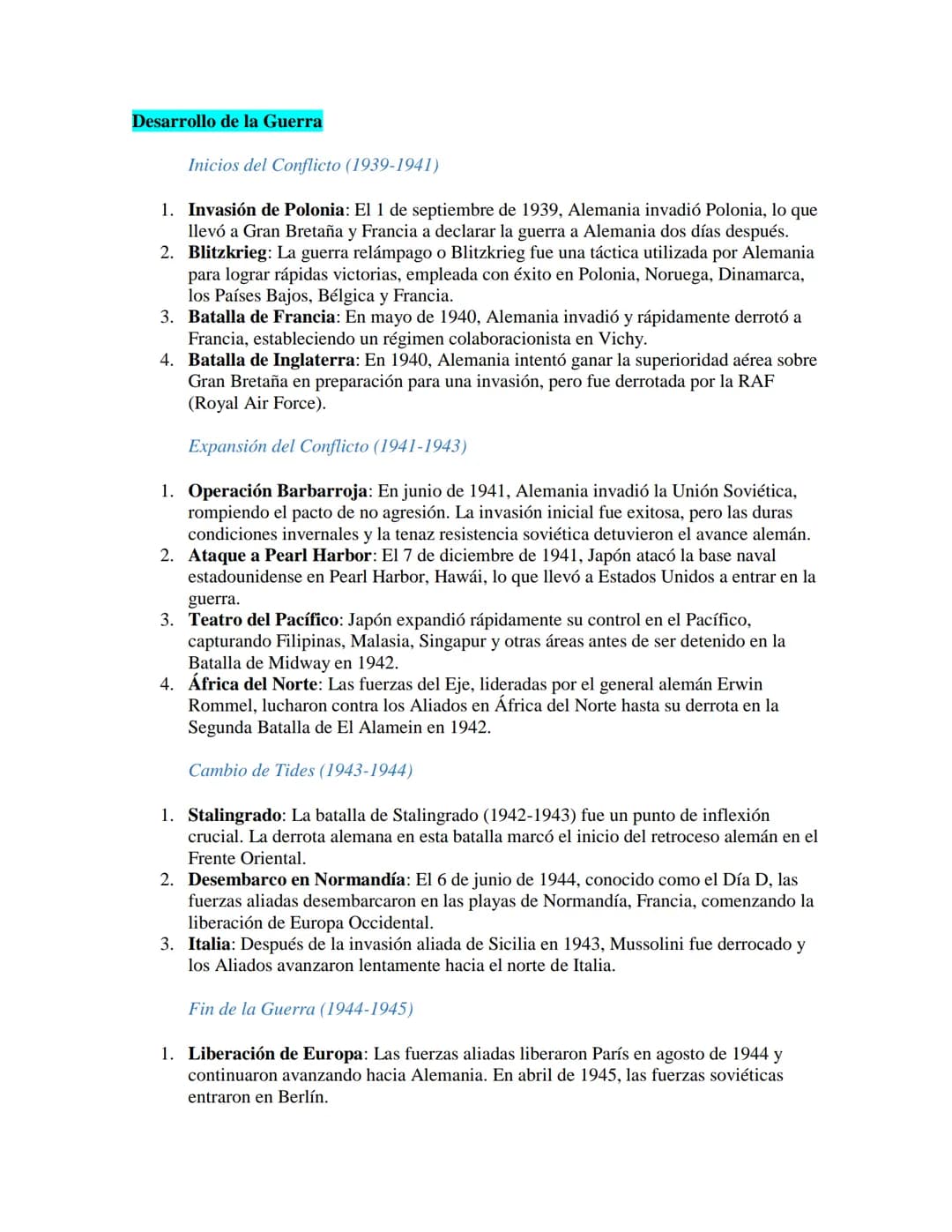 La Segunda Guerra Mundial
La Segunda Guerra Mundial (1939-1945) fue uno de los conflictos más devastadores de la
historia, involucrando a la