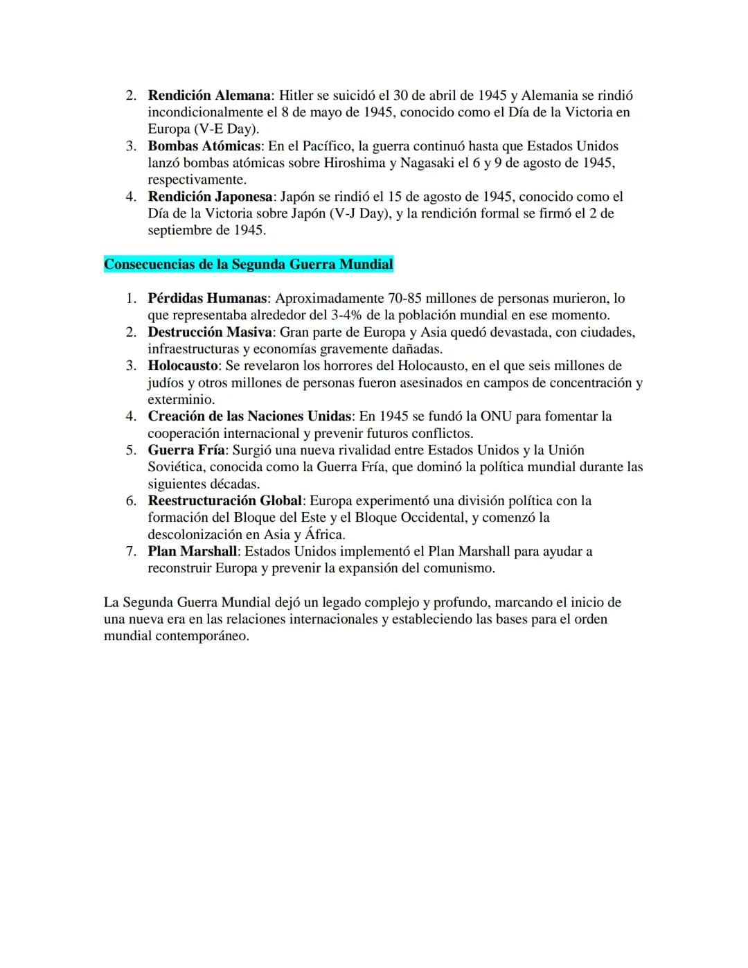 La Segunda Guerra Mundial
La Segunda Guerra Mundial (1939-1945) fue uno de los conflictos más devastadores de la
historia, involucrando a la