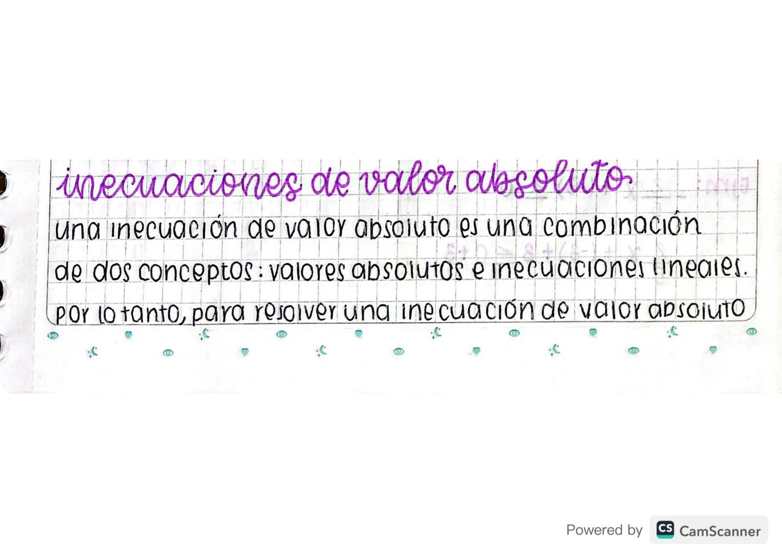 inecuaciones de valor absoluto
una inecuación de valor absoluto es una combinación
de dos conceptos: valores absolutos e inecuaciones lineal