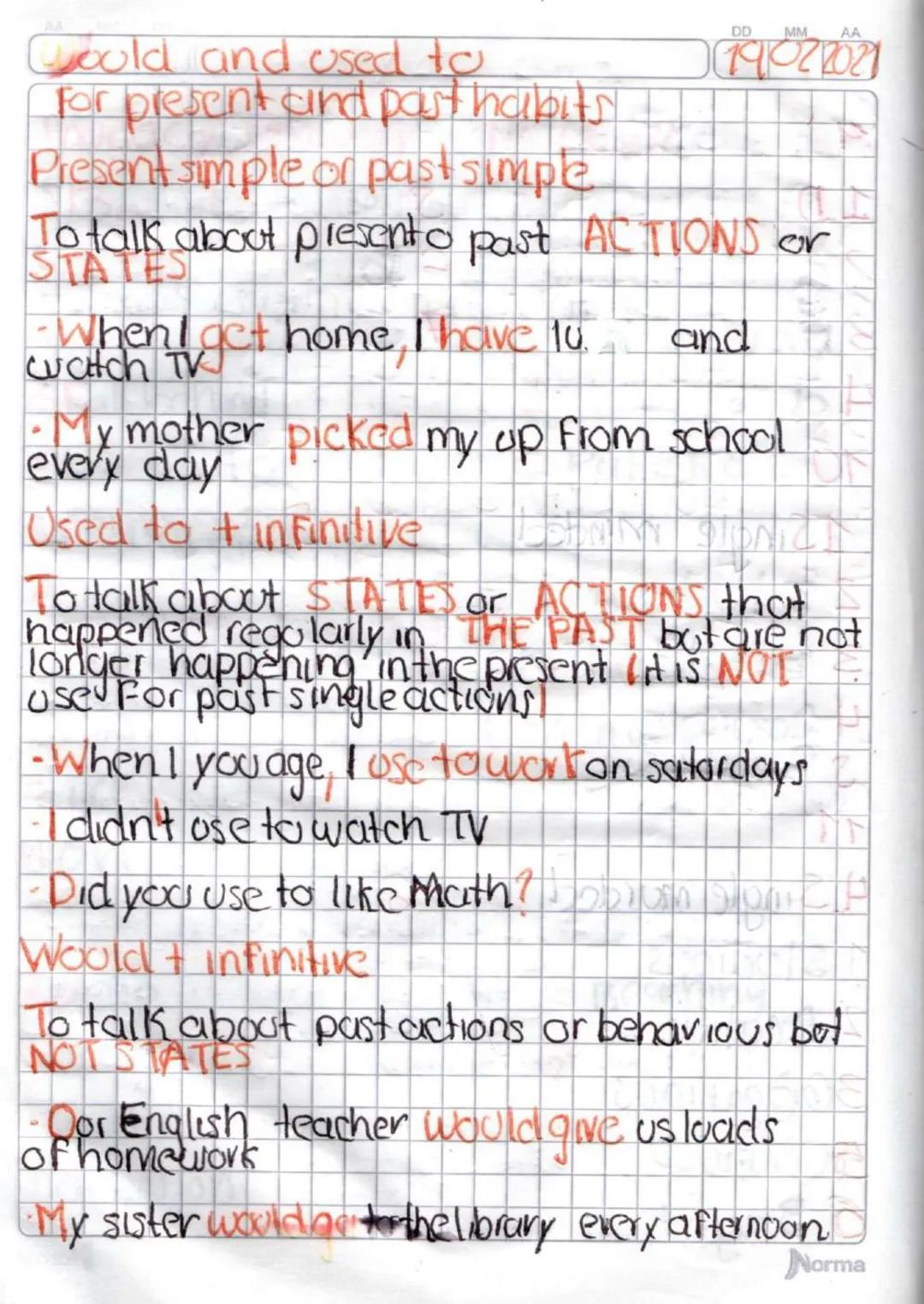 AA
Could and used to
For present and past habits!
Present simple or past simple
DD MM AA
[19/022021
To talks about presento past ACTIONS or
