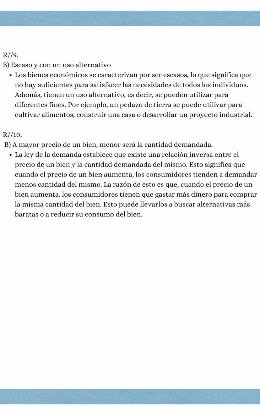 ciencias económicas
1. Los factores de producción son:
a) Aire, agua y luz
B) Agua, aire y capital
C) Tierra, trabajo, y capital
D) Capital,