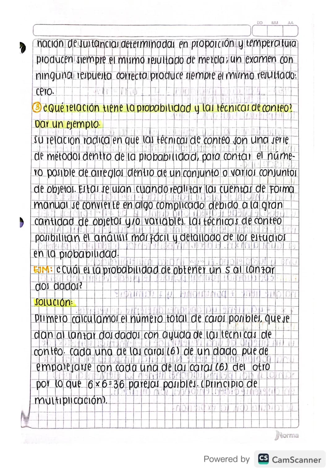 1
DD MM AA
Julio 10/2020
activiolad: LECTURA V ANÁLISIS SOBRE EXPERIMENTOS
ALEATORIO PROBABILIDAD Y CONTEO.
①Explicar la tercera ley de Kepl