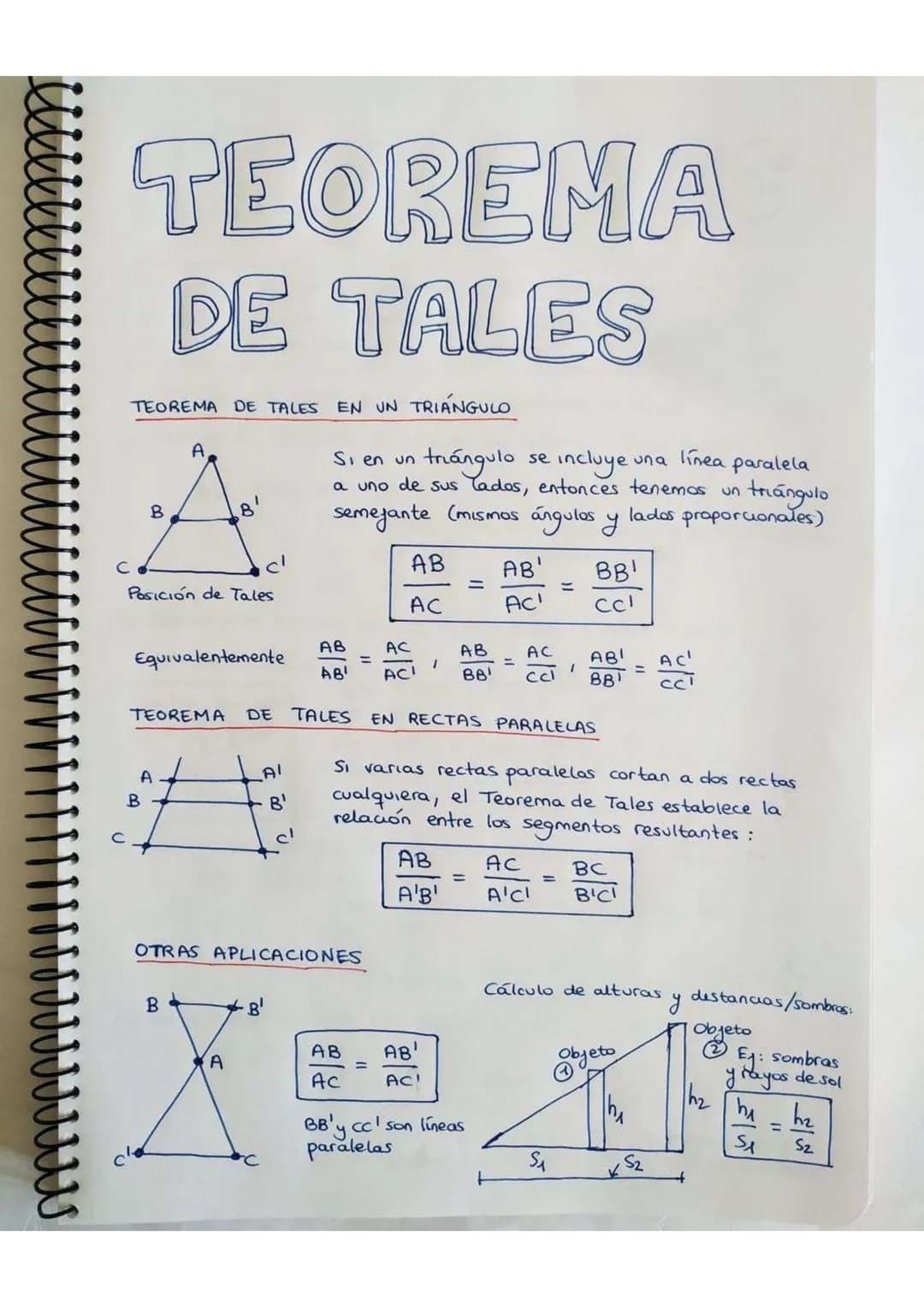 TEOREMA
DE TALES
TEOREMA DE TALES
EN UN TRIÁNGULO
A
Si en un
triángulo se incluye
una línea paralela
B
a uno de sus lados, entonces tenemos 