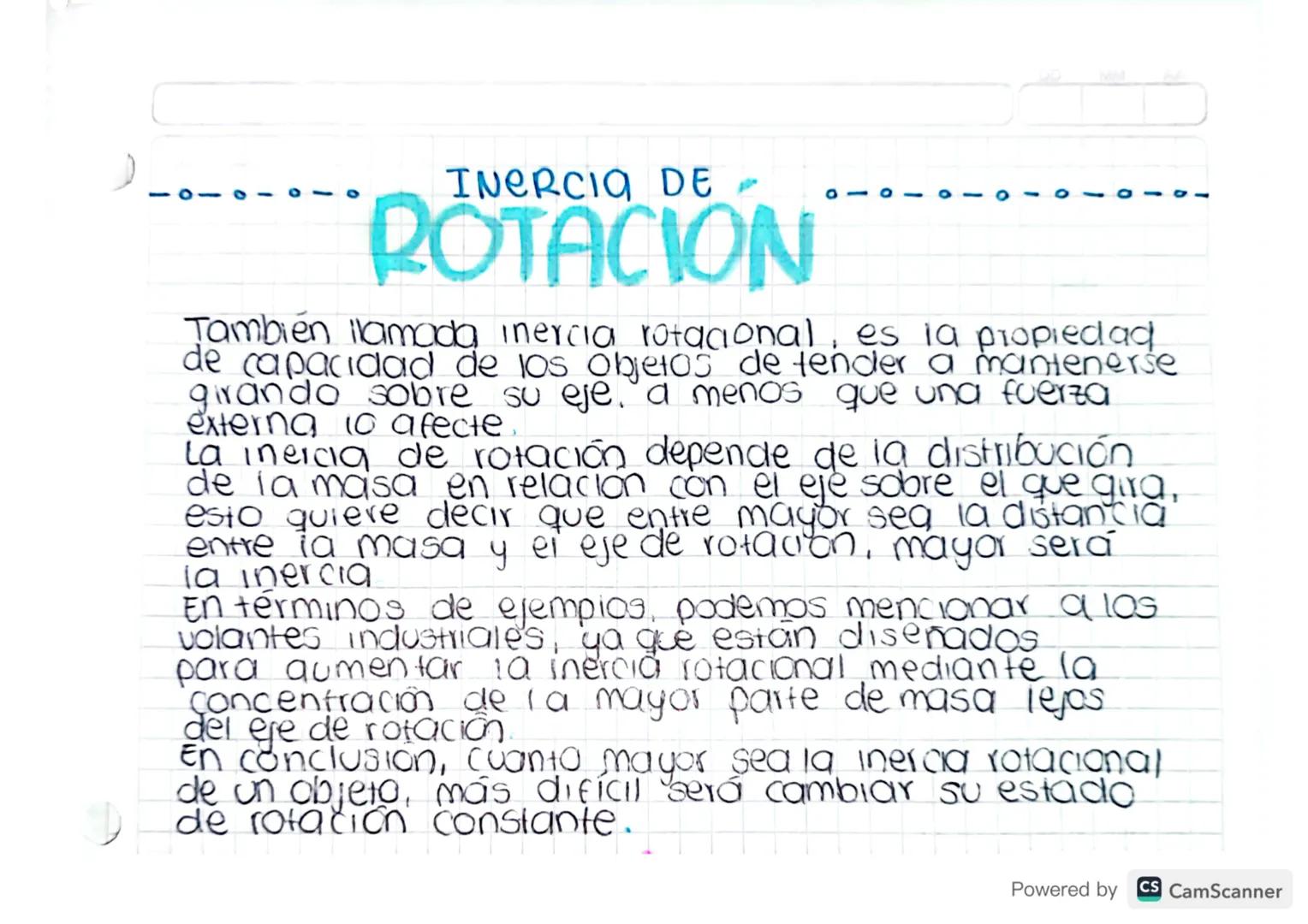 --- OCR Start ---
INERCIO DE
ROTACION
También llamada inercia rotacional, es la propiedad
de capacidad de los objetos de tender a mantenerse
