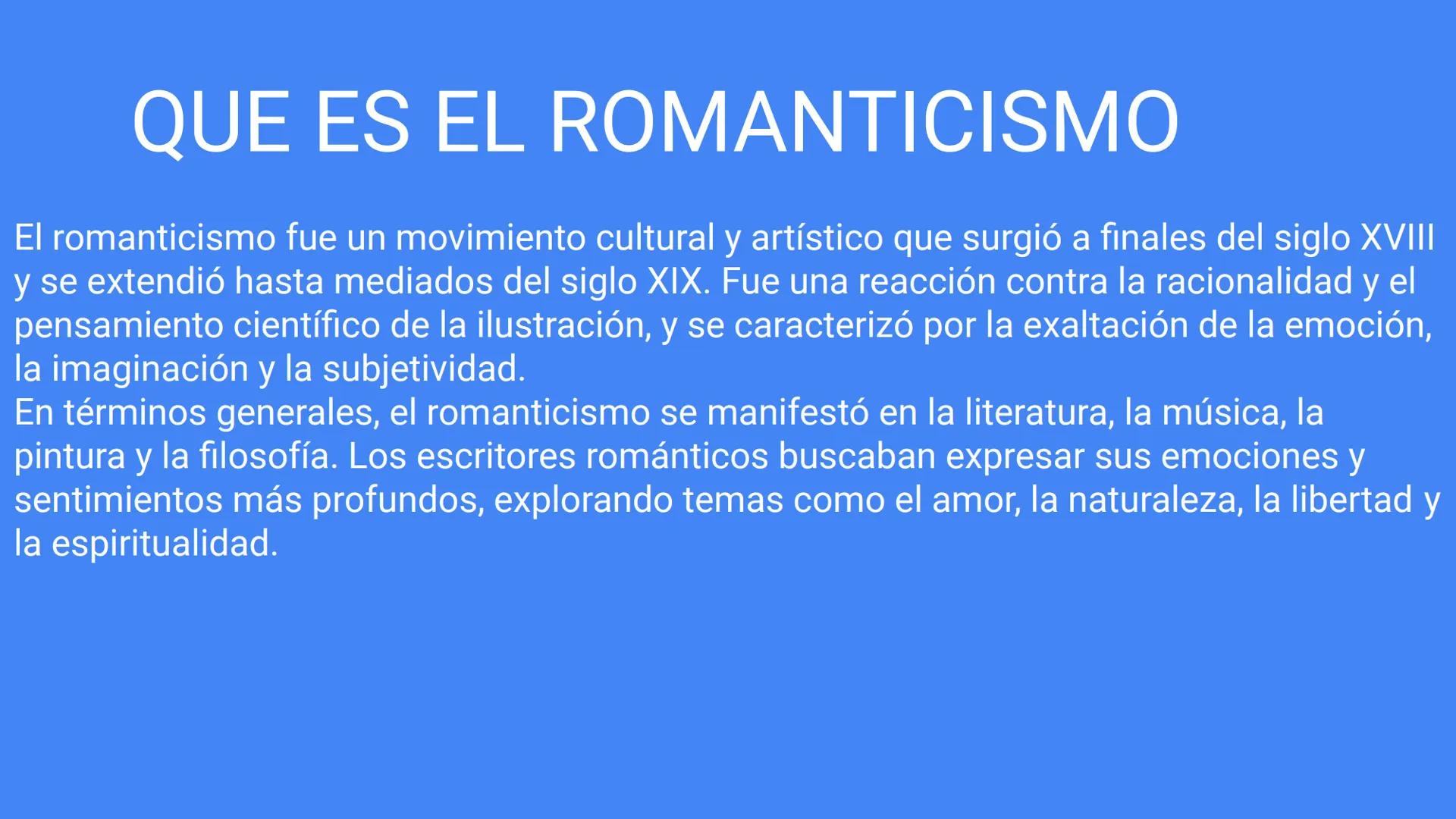 # EL ROMANTICISMO

Nicol paulina hurtado Balanta # QUE ES EL ROMANTICISMO

El romanticismo fue un movimiento cultural y artístico que surgió