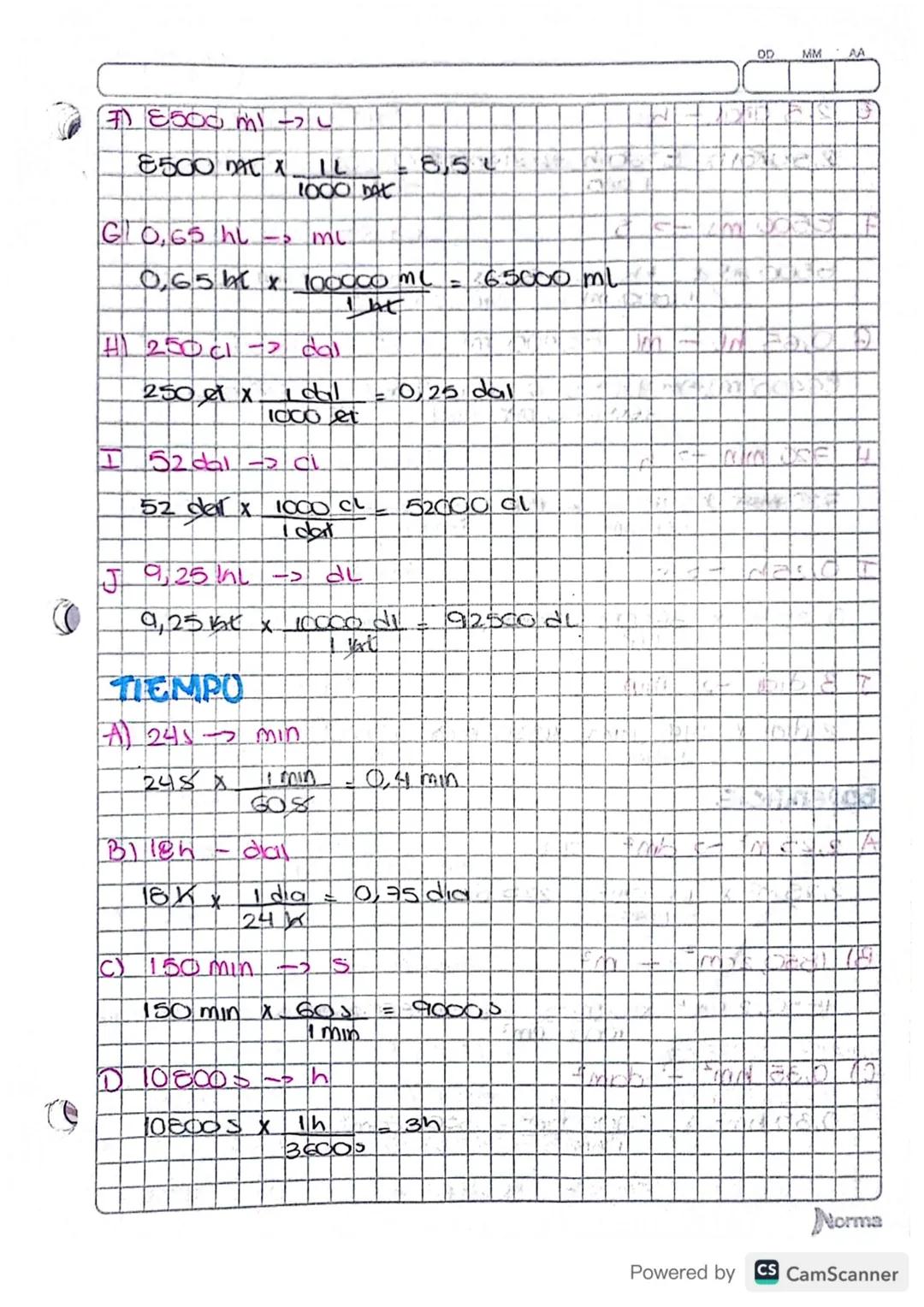 Masa
TALLER DE REPASO
+ α) 28 kg - 9
28 kg x 1000 g = 280009
B) 324500 mg - kg.
324500 mg ✗ Ting - 0,3245 ng
1000000 8mg/
c) 3 cg 3 ng
360
T