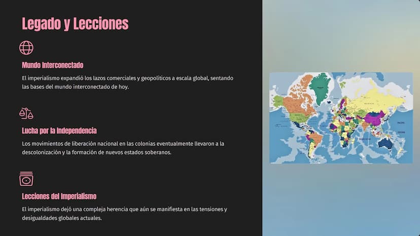 PLANISFERIO POLITICO
80
60
20
0
20
40
60
80
100
El Imperialismo:
Expansión y Poder
El imperialismo fue un fenómeno político, económico y mil
