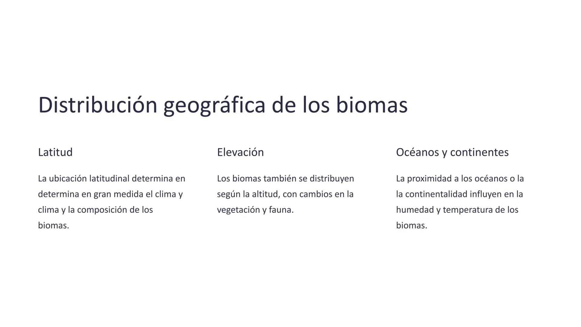 los biomas
Los biomas son amplias regiones geográficas con características
características climáticas y ecológicas distintivas, que albergan