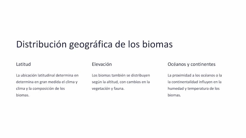 los biomas
Los biomas son amplias regiones geográficas con características
características climáticas y ecológicas distintivas, que albergan