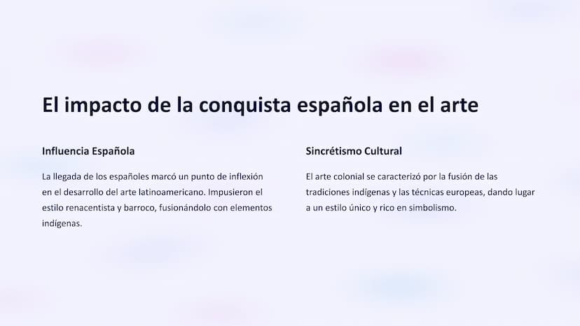 Historia del Arte
Latinoamericano
El arte latinoamericano abarca una rica historia que se remonta a las
culturas prehispánicas y ha sido mol
