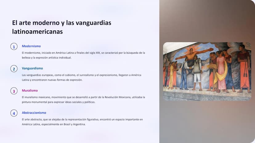 Historia del Arte
Latinoamericano
El arte latinoamericano abarca una rica historia que se remonta a las
culturas prehispánicas y ha sido mol