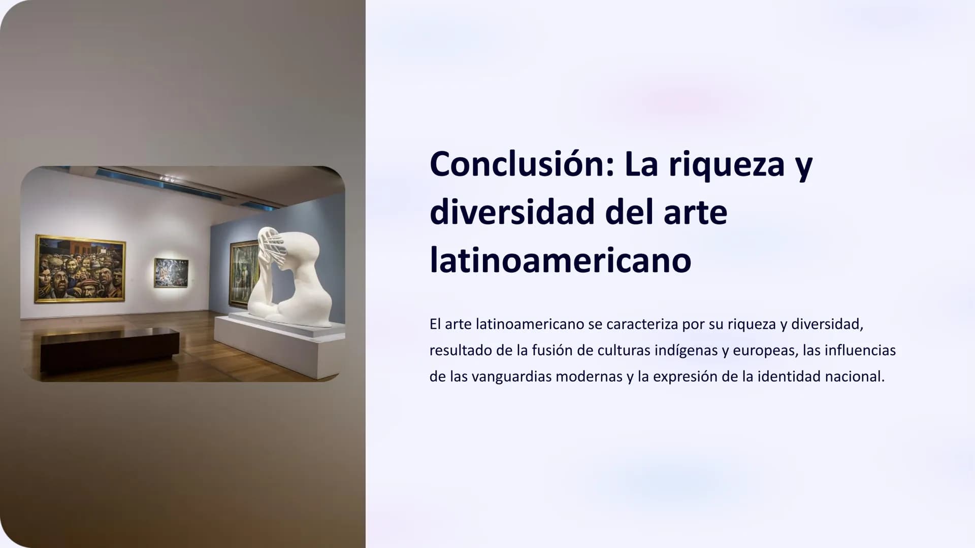 Historia del Arte
Latinoamericano
El arte latinoamericano abarca una rica historia que se remonta a las
culturas prehispánicas y ha sido mol