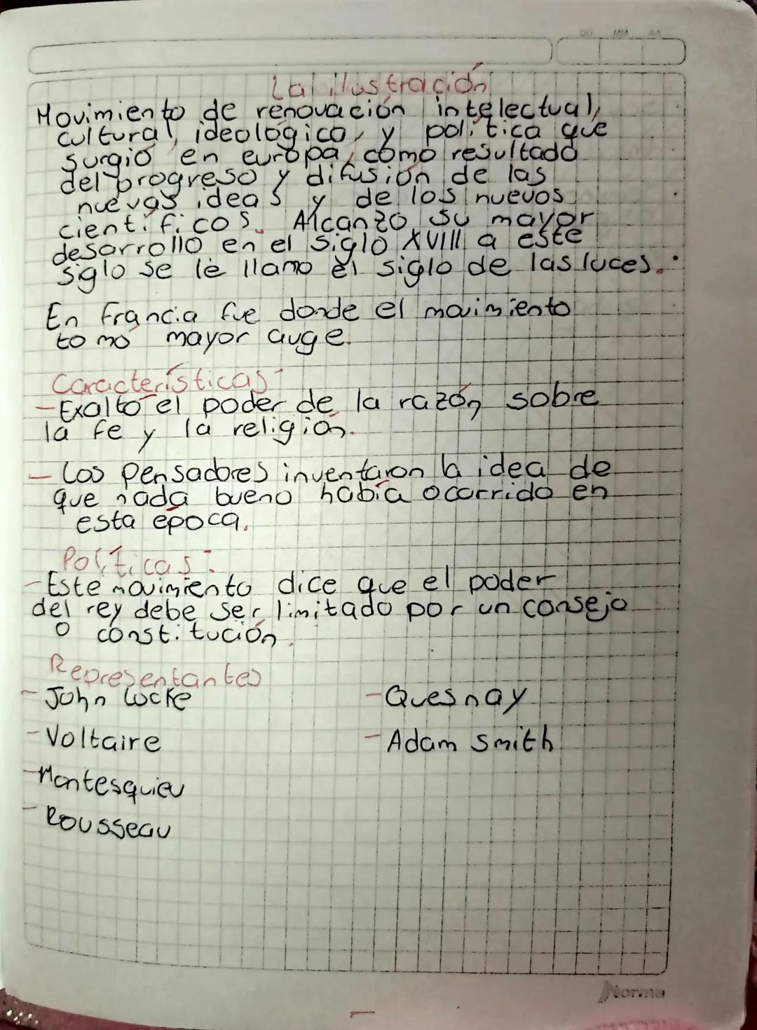 # Lal ilustración

Movimiento de renovación intelectual,
cultural, ideologica, y política que
surgió en europa, como resultado
del progresa 