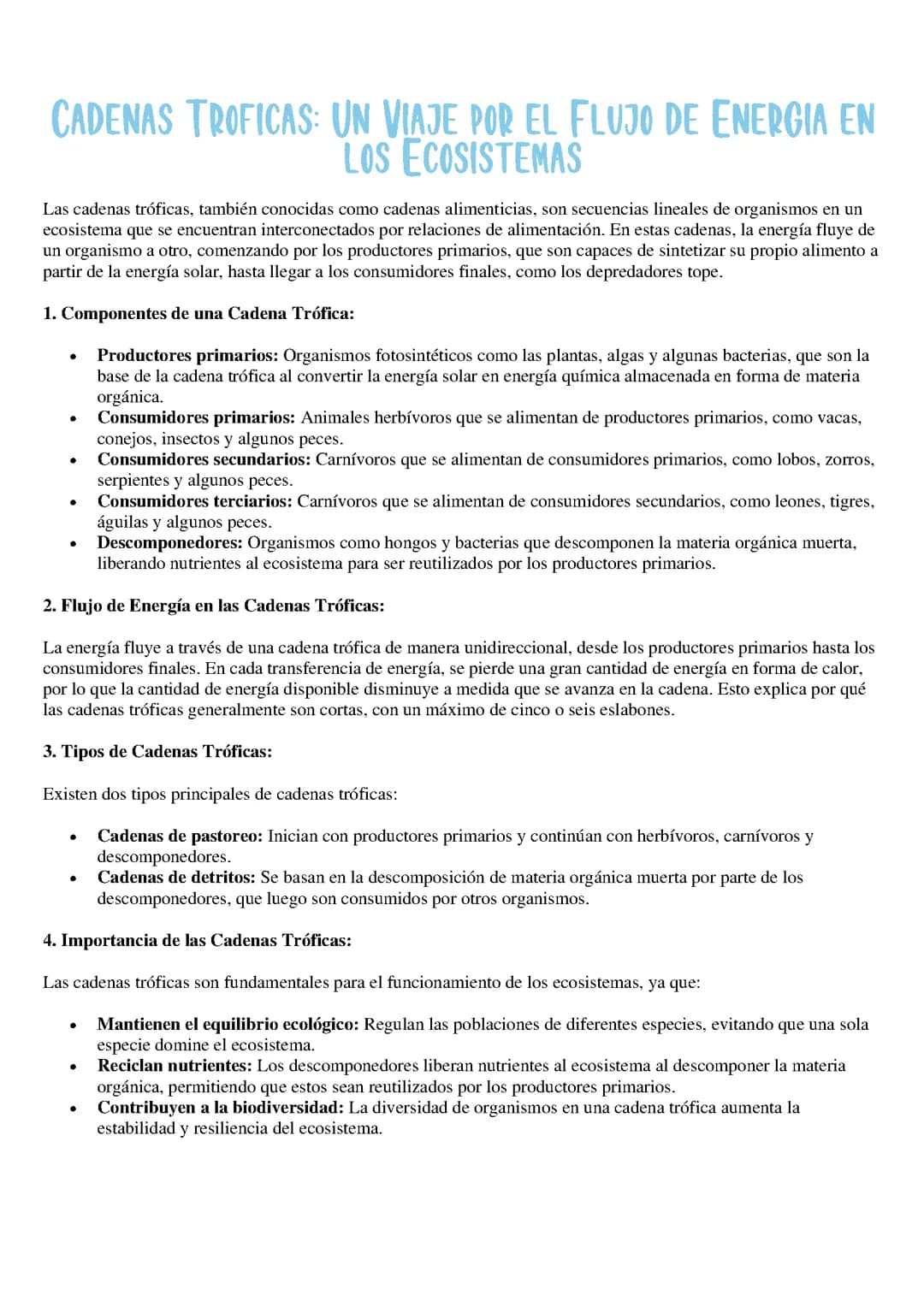 Cadenas tróficas para el ICFES