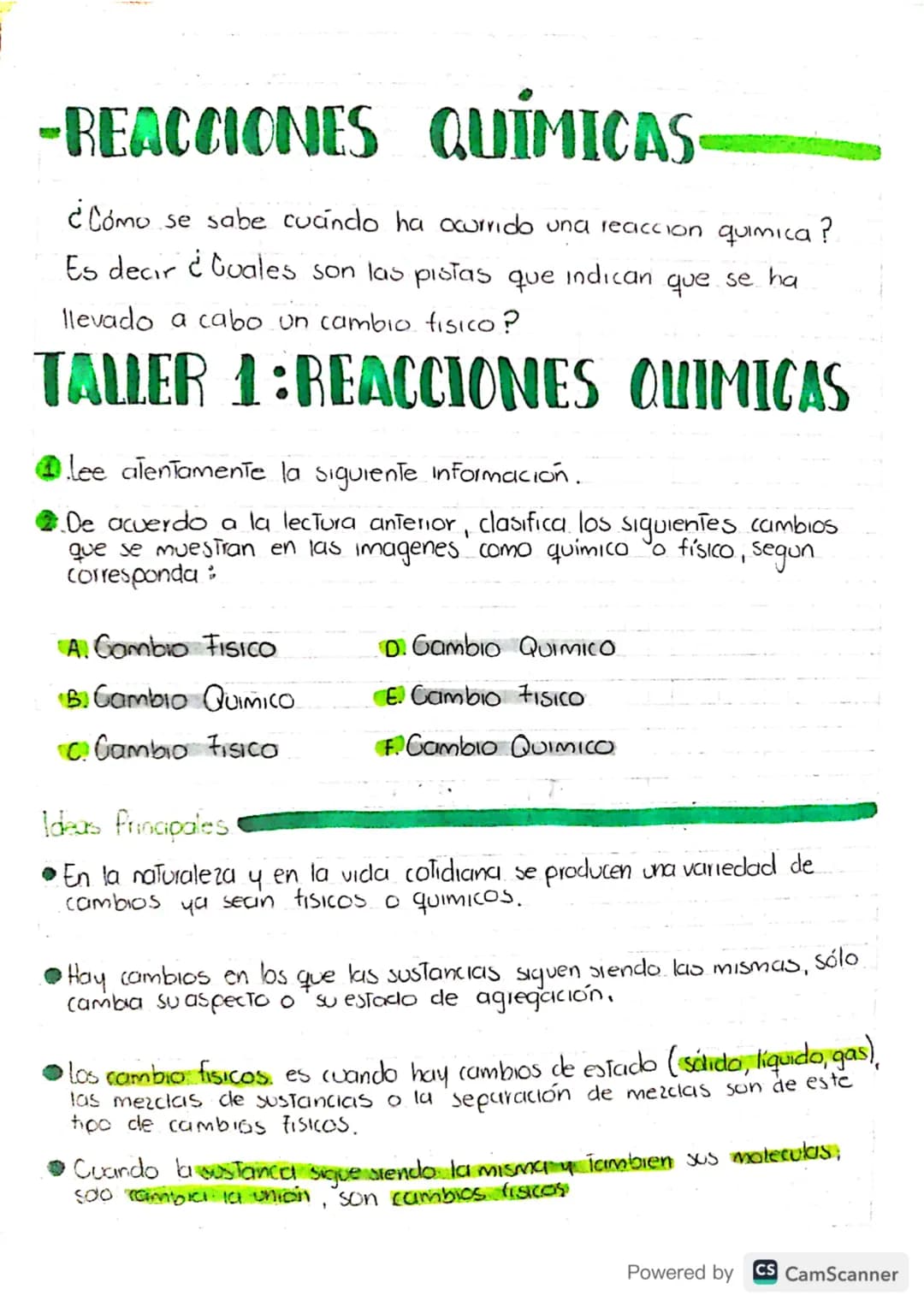 -REACCIONES QUÍMICAS-
¿Cómo se sabe cuando ha ocurrido una reaccion quimica?
Es decir ¿Cuales son las pistas que indican que se ha
llevado a