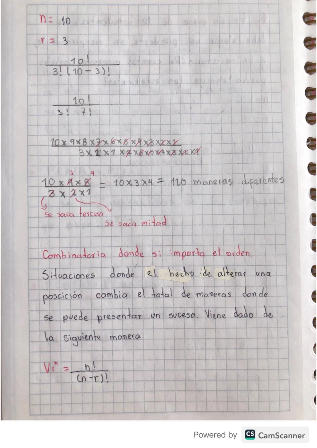 orden
T
7 02 24
Combinatoria: Estudia los métodos para
contar diferentes combinaciones de un conjuto
de elementos que cumplen un criterio en