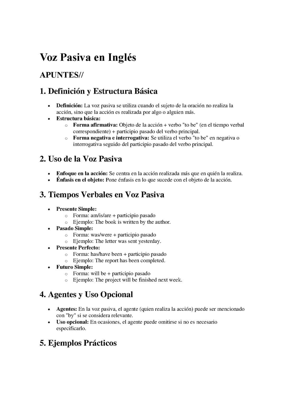Voz Pasiva en Inglés