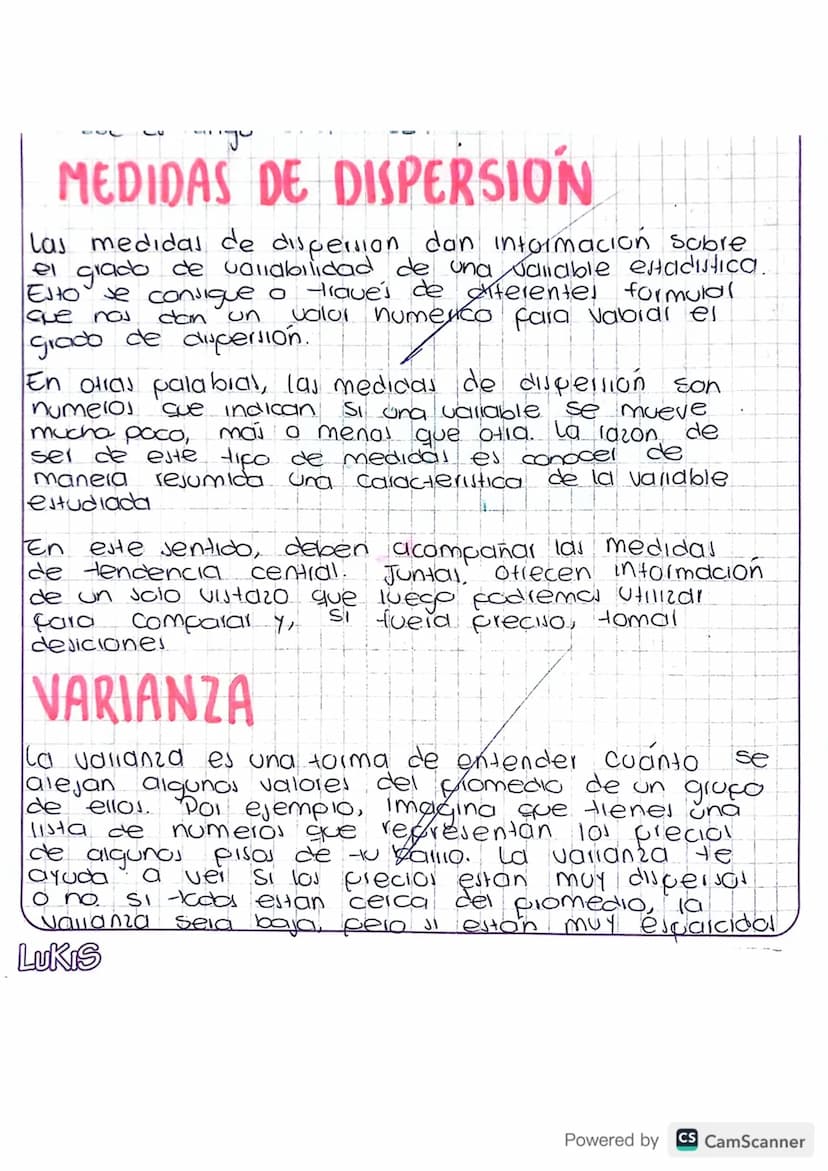 MEDIDAS DE DISPERSION
las medidas de dispersion dan información sobre
el grado de variabilidad de una valiable estadistica.
Esto se consigue