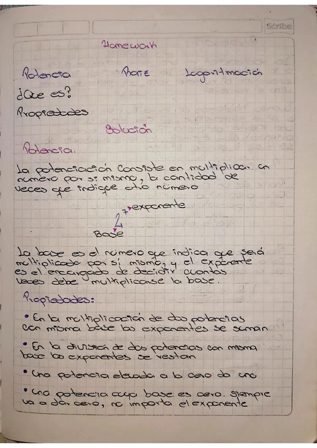 Potenciación, radiación y logaritmación