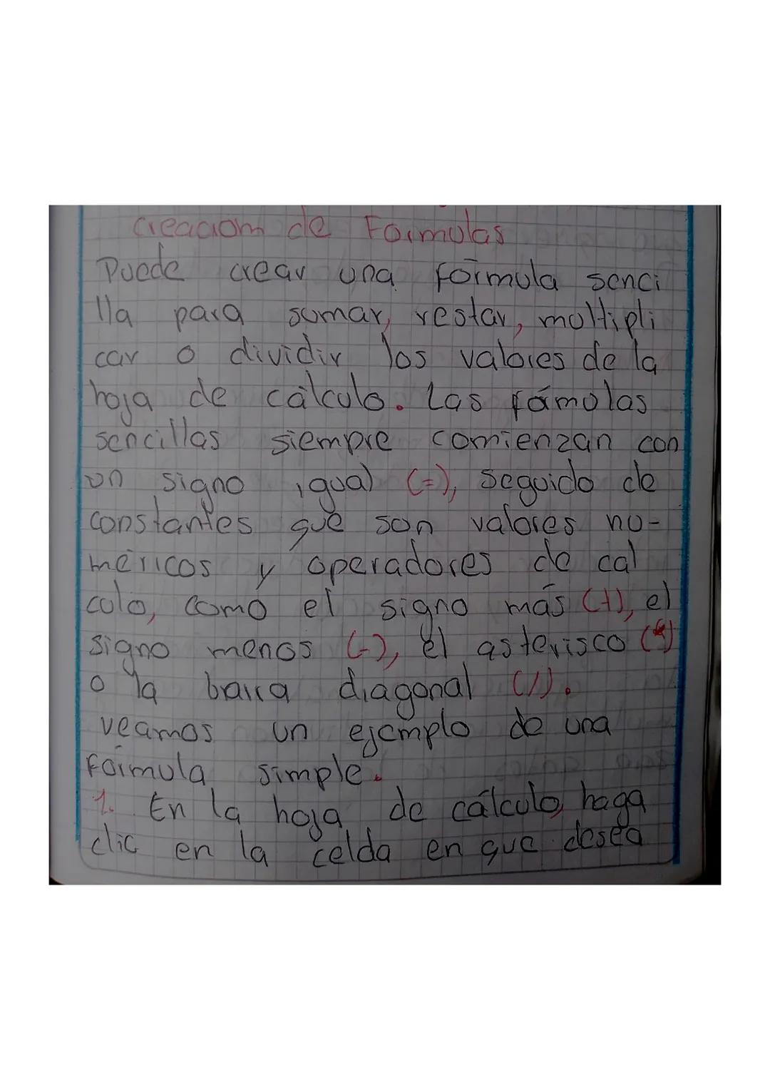 creaciom de Formulas

Puede crear una formula senci
Illa para sumar, restar, multipli
car o dividir los valores de la
hoja de calculo. Las f