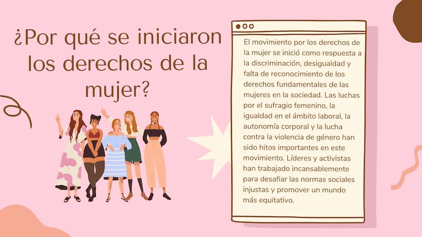 ¿Qué son los derechos de
las mujeres?
<
Son un conjunto de derechos fundamentales que buscan
garantizar la igualdad, dignidad y libertad de 