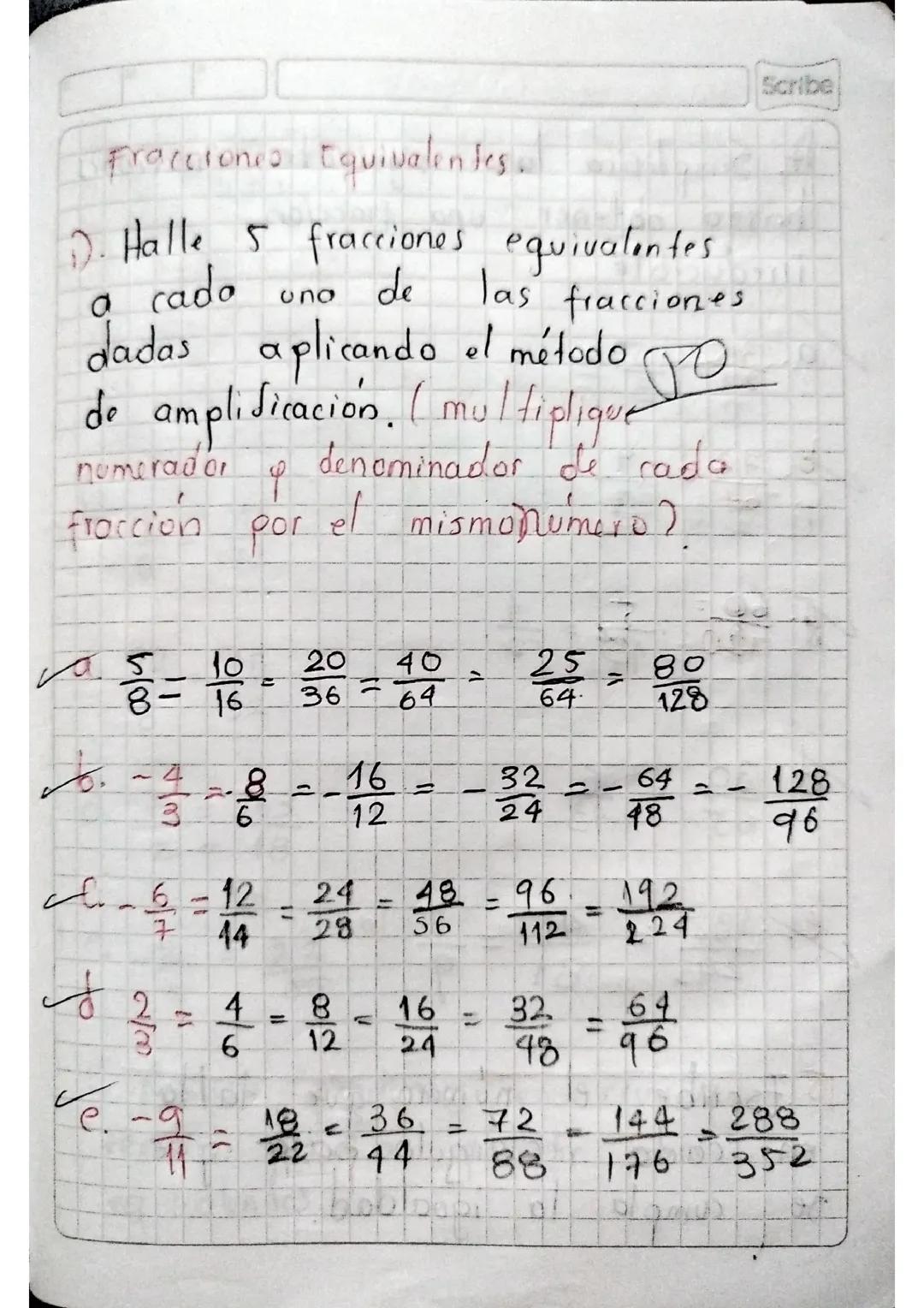 Fracciones equivalentes