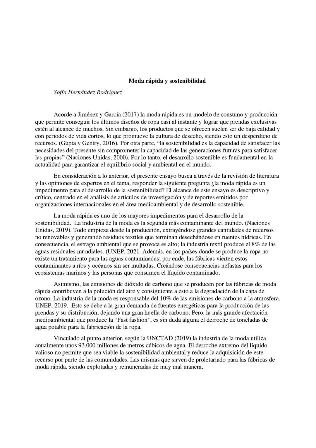 Ensayo Moda rápida y sostenibilidad 