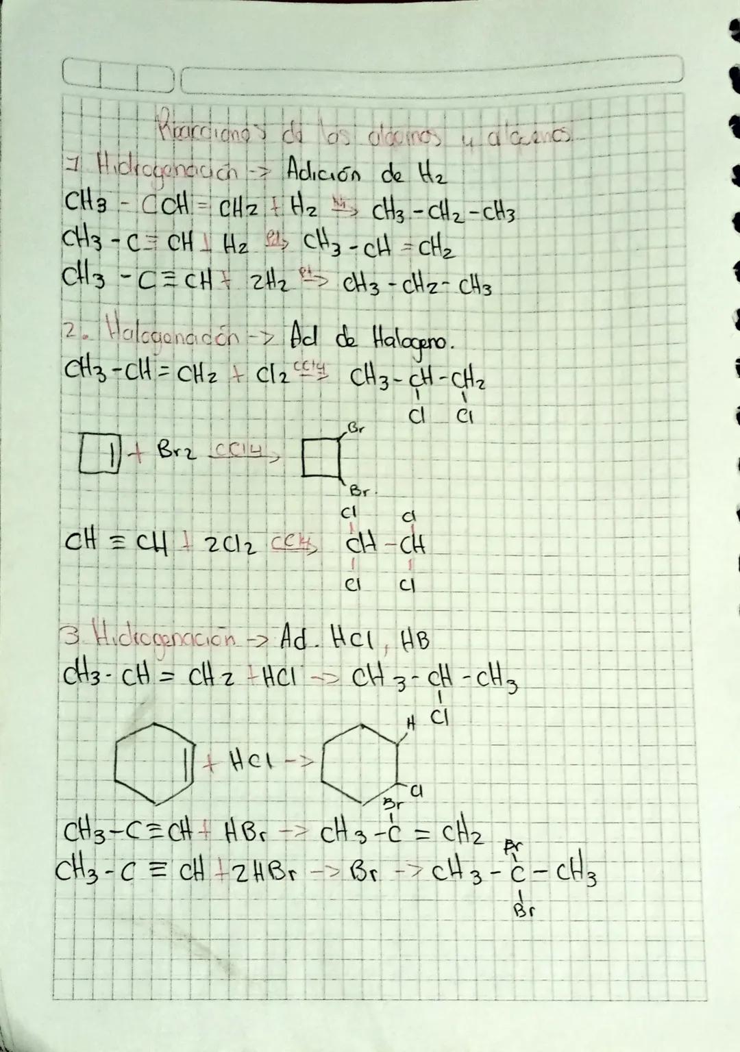 Reacciones de las alcoinos
7 Hidrogenación > Adición de H₂
CH3-CCH CH2 + H2
CH3-CH2-CH3
CH3 - C=CH_Hz 2 CH CH = CH2
CH3-C=CH 2H2 CH3-CH2-CH3