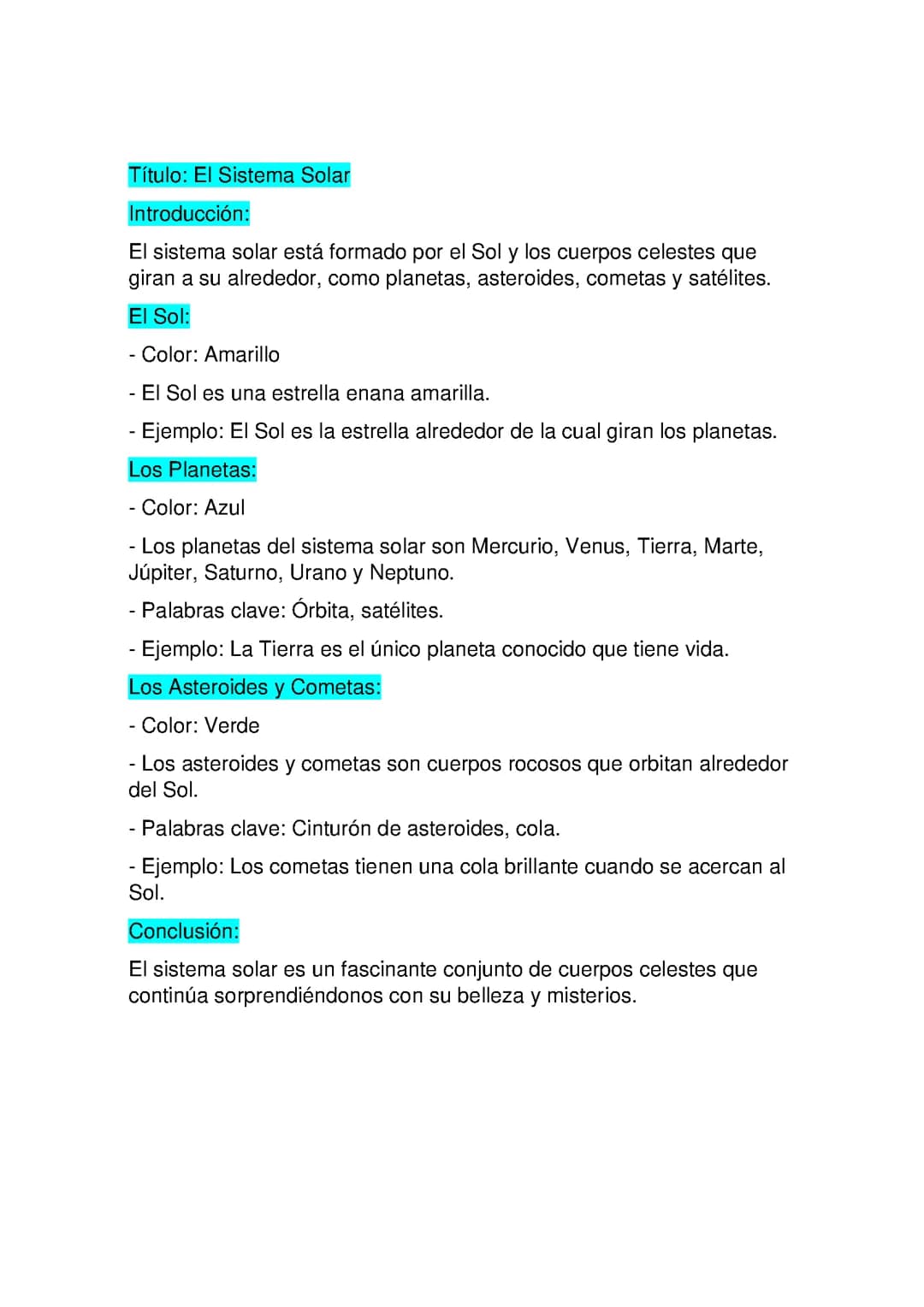 el sistema solar