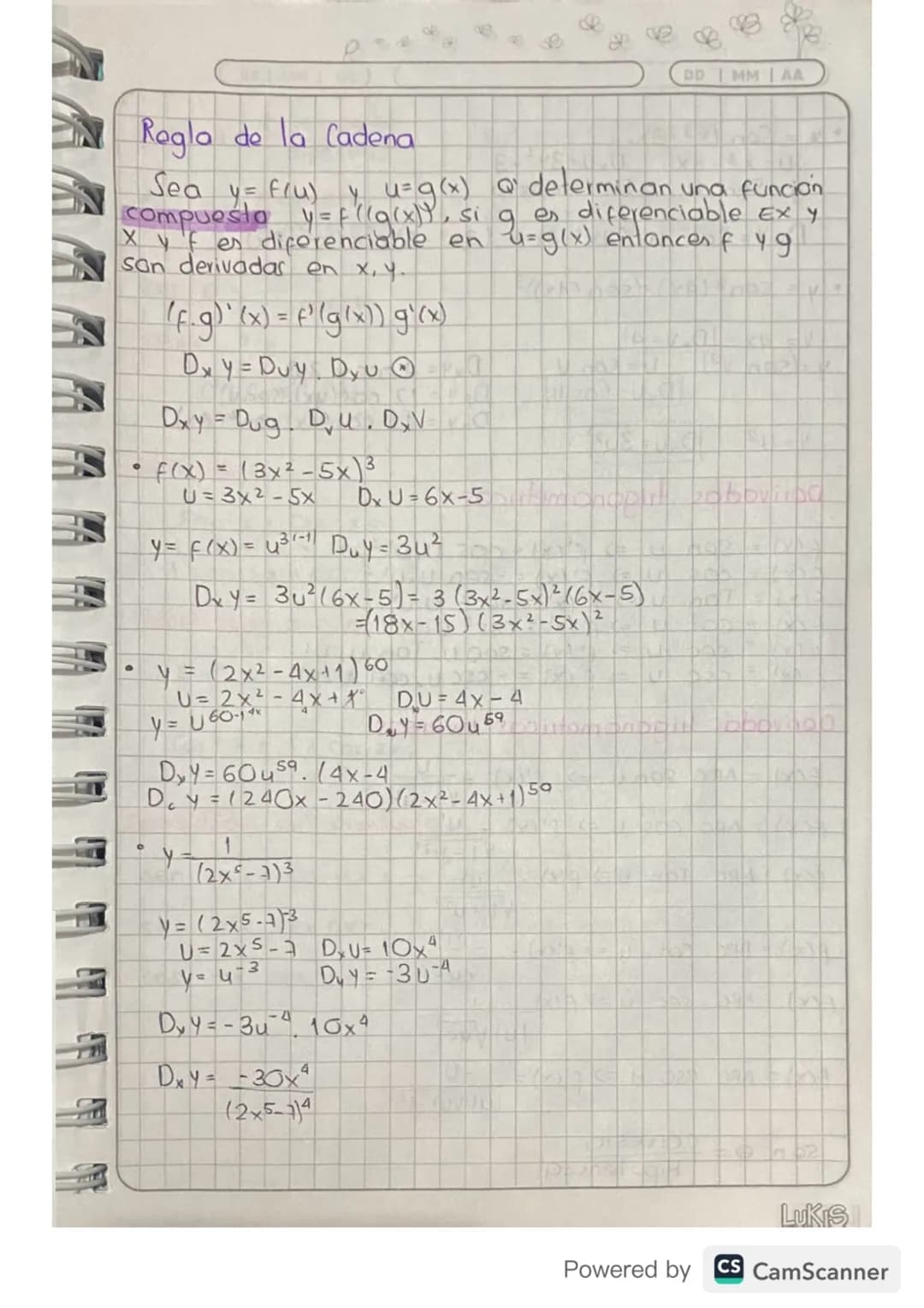 RAKA
9
&
DD | MM AA
Regla de la Cadena
Sea
y = f(u) y u= g(x) @ determinan una funcion
compuesto y = f((g(x)), sig es diferenciable Ex y
Xyf
