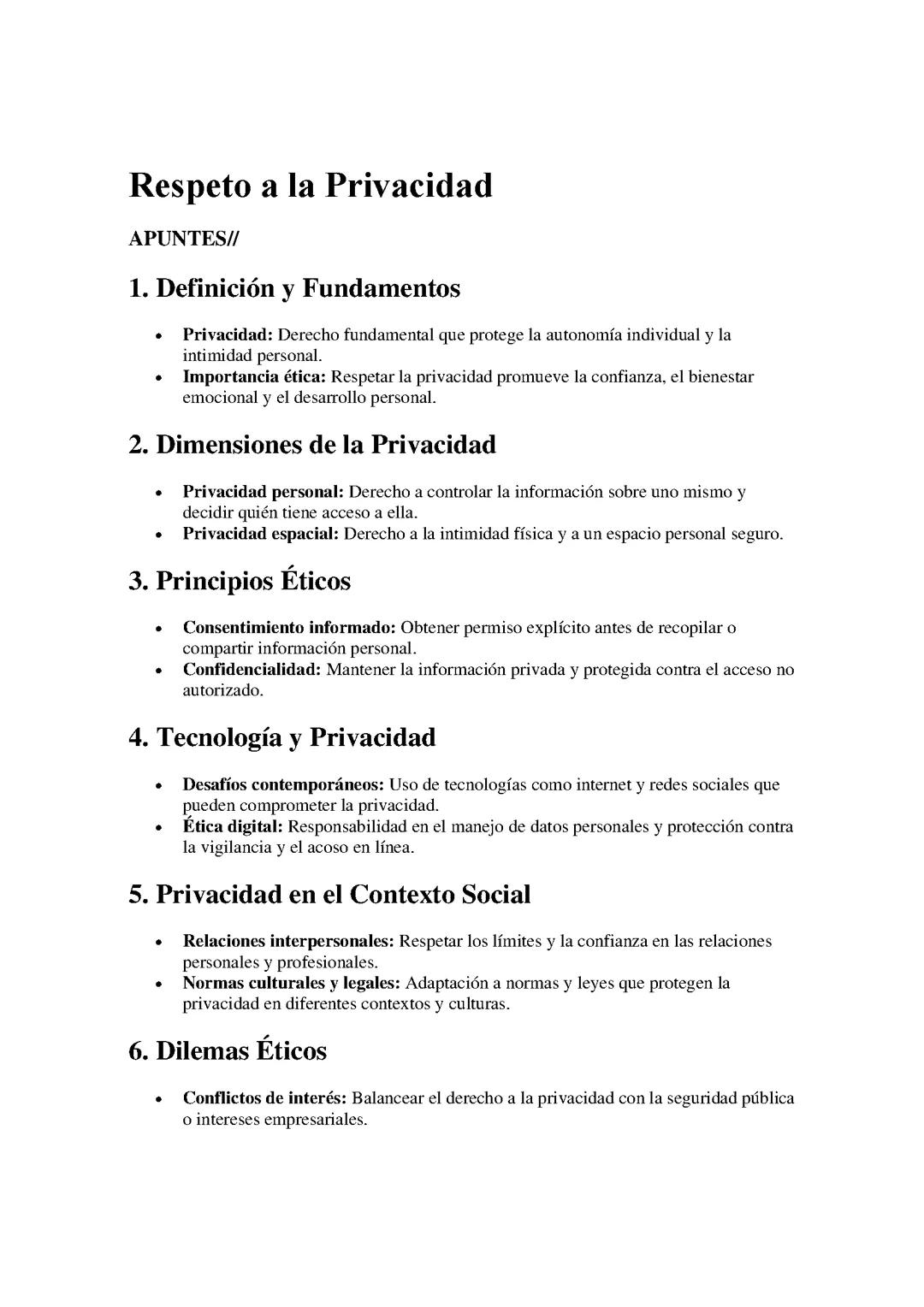 Respeto a la Privacidad