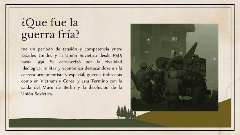 Fio Pio
Pau
Kami
Guerra Fria
Efectos En Colombia ¿Que fue la
guerra fría?
fue un período de tensión y competencia entre
Estados Unidos y la 