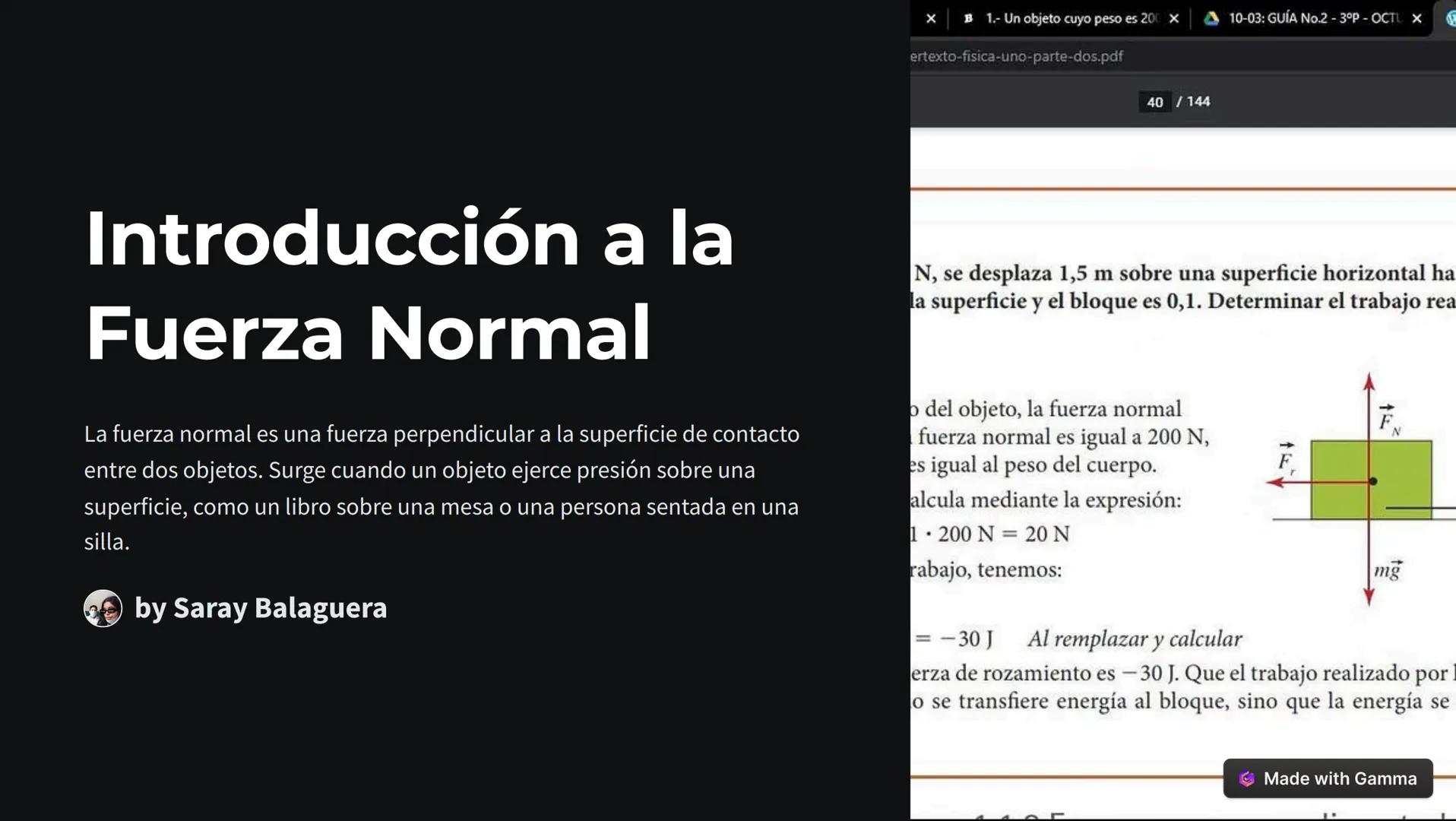 B 1.- Un objeto cuyo peso es 200 ×
ertexto-fisica-uno-parte-dos.pdf
40/144
10-03: GUÍA No.2 -3°P- OCTU X
Introducción a la
Fuerza Normal
N, 
