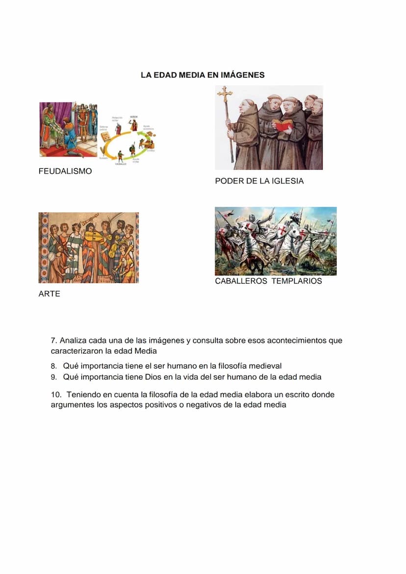 FORMACION INTEGRAL
SUPERACION
PERMANENTE
APRENDIZAJE: Identificar las principales características de la Edad Media y elaborar un mapa
concep