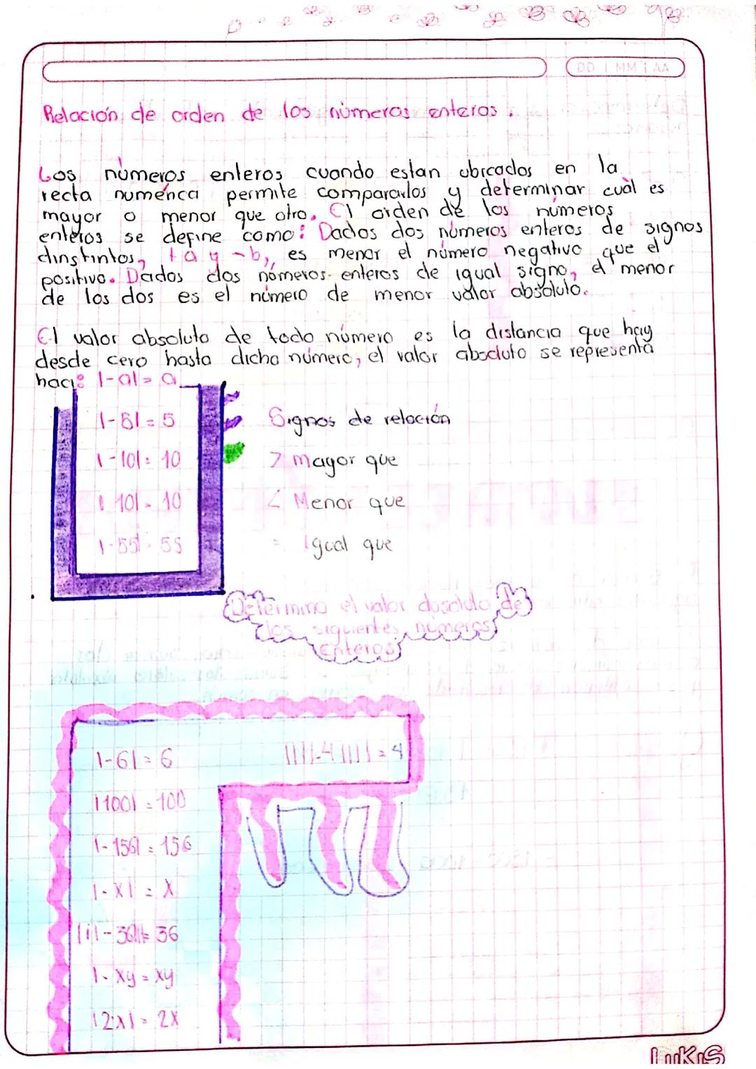 Relación de orden de los números enteros