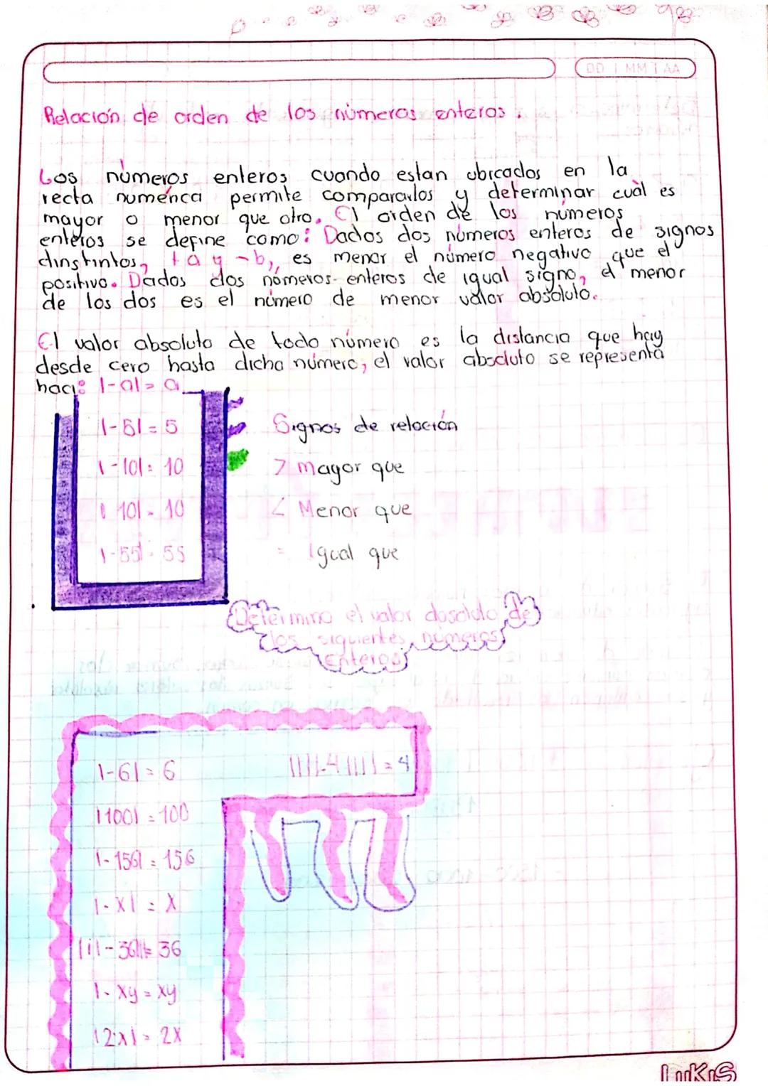 DD MMTAA
Relación de orden de los números enteros
Los
menor
que
numeros enteros cuando estan ubicados en la
recta numenca permite compararlo