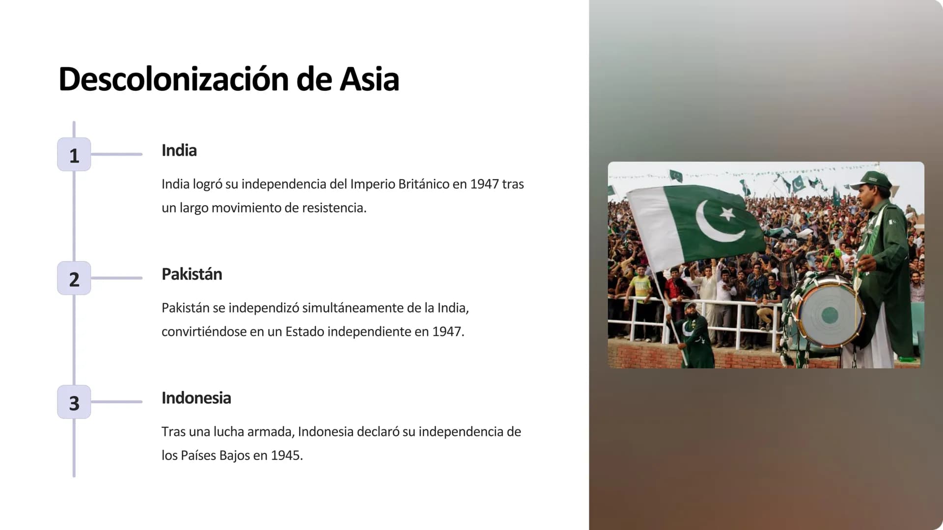 La Descolonización de África y
Asia
La descolonización de África y Asia marcó un hito histórico al dar lugar al
surgimiento de numerosos Est