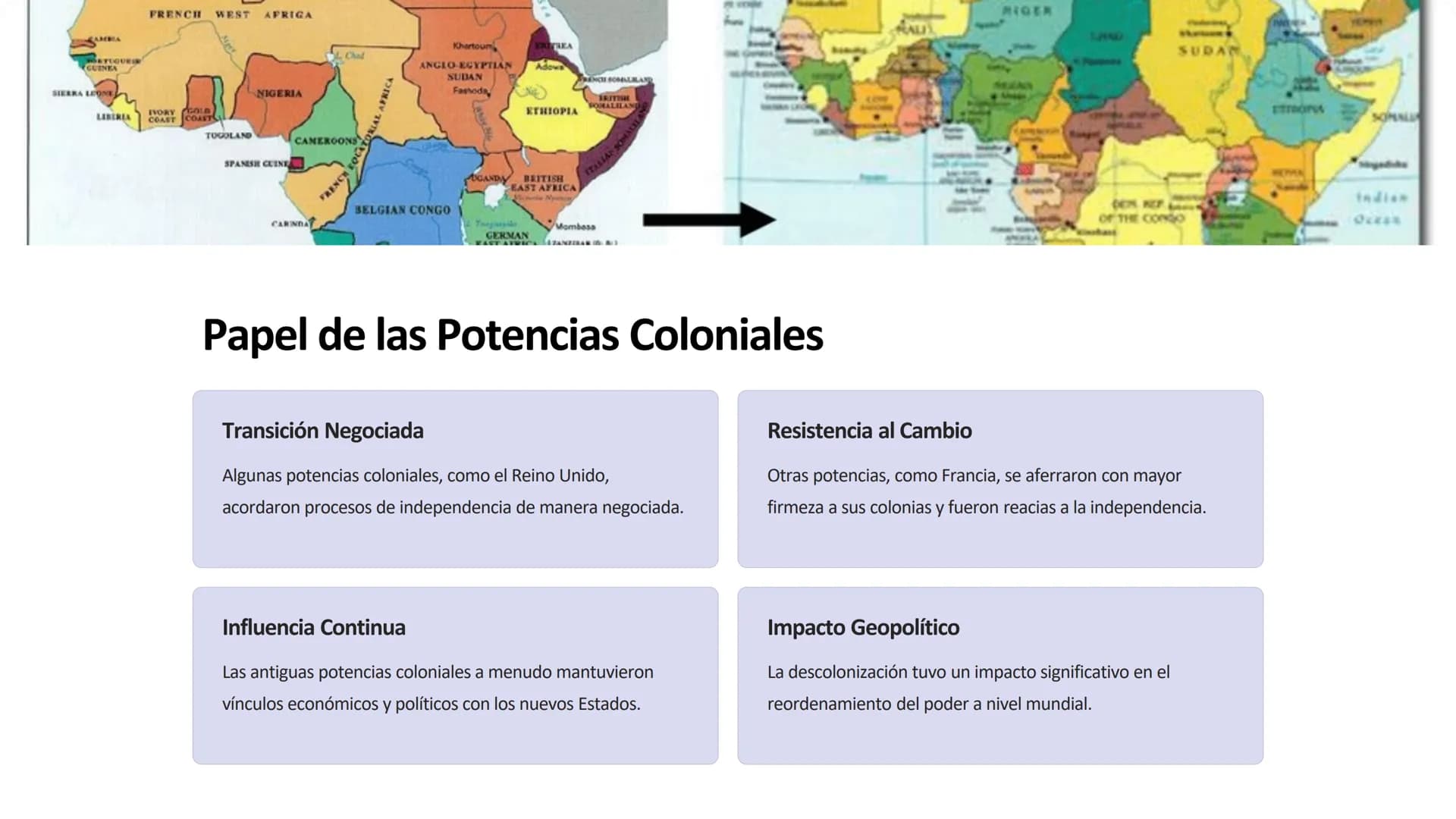 La Descolonización de África y
Asia
La descolonización de África y Asia marcó un hito histórico al dar lugar al
surgimiento de numerosos Est