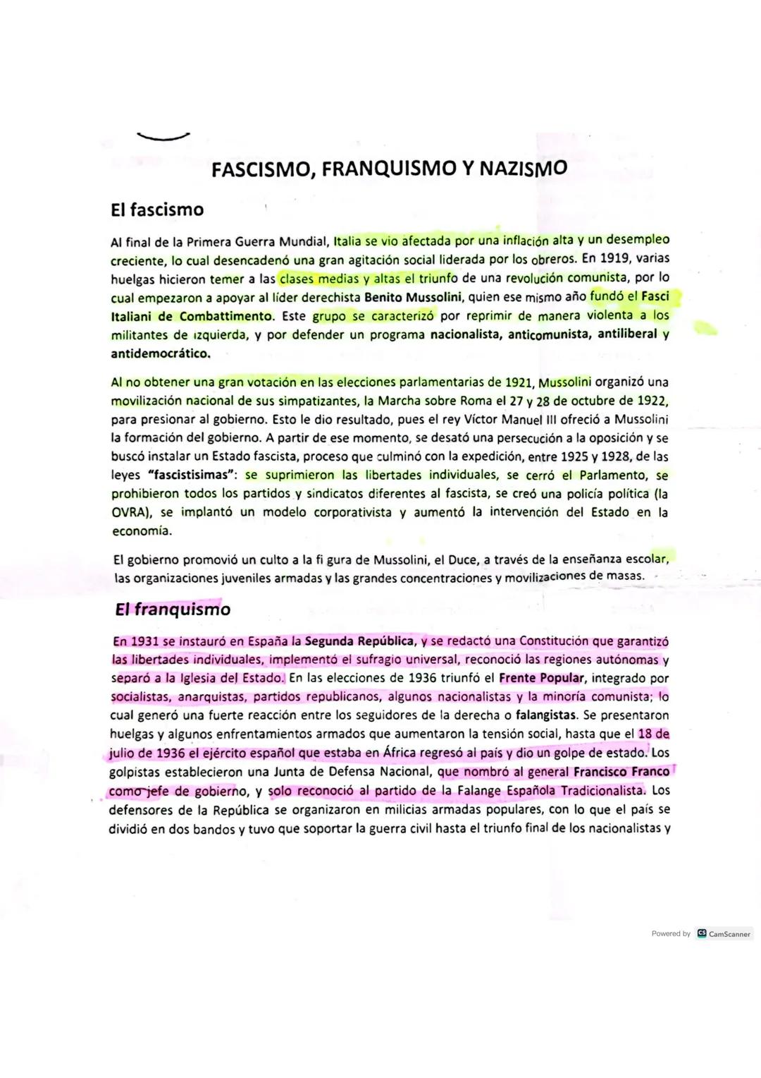 Ideologías del Fascismo, Franquismo y Nazismo