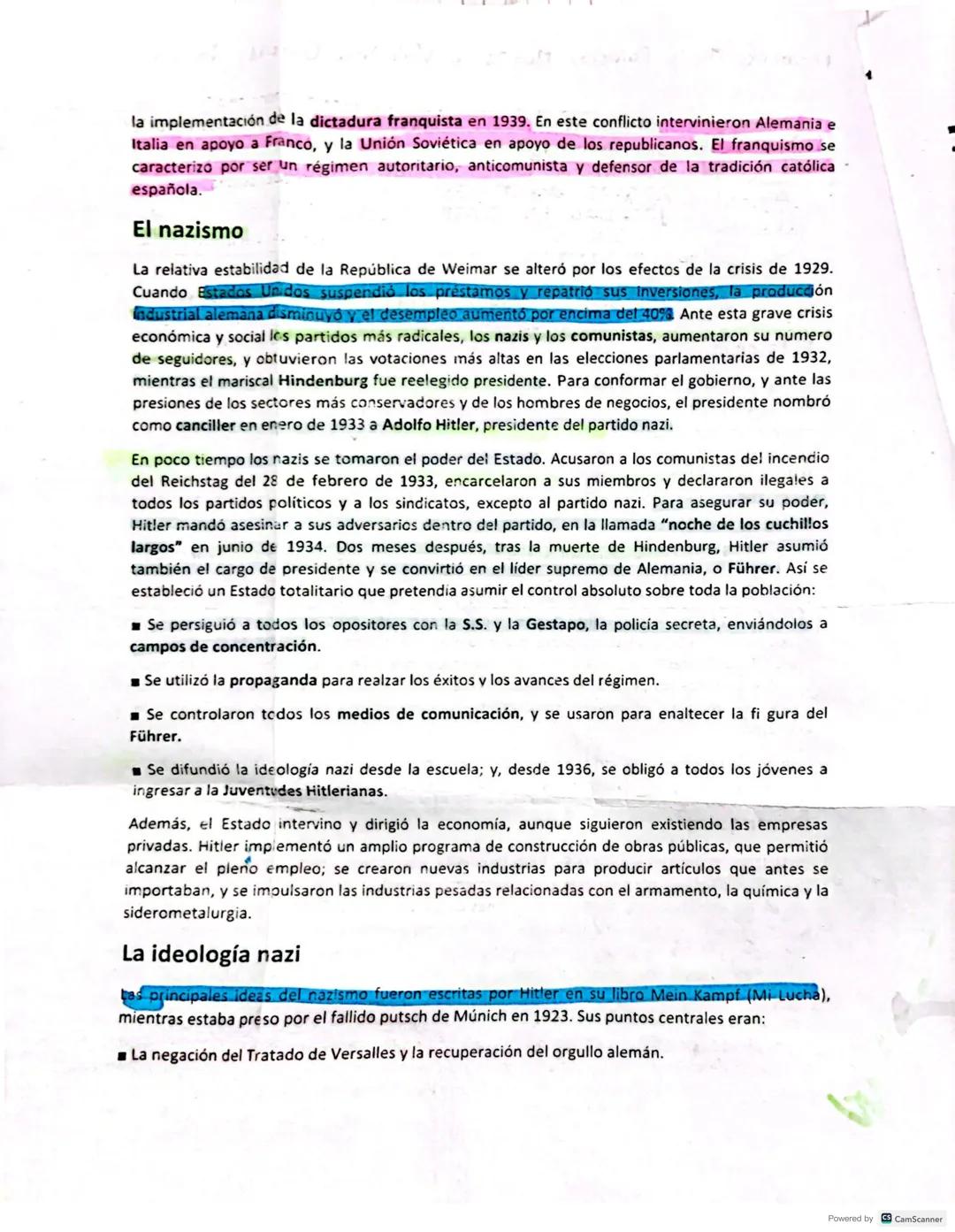 FASCISMO, FRANQUISMO Y NAZISMO
El fascismo
Al final de la Primera Guerra Mundial, Italia se vio afectada por una inflación alta y un desempl
