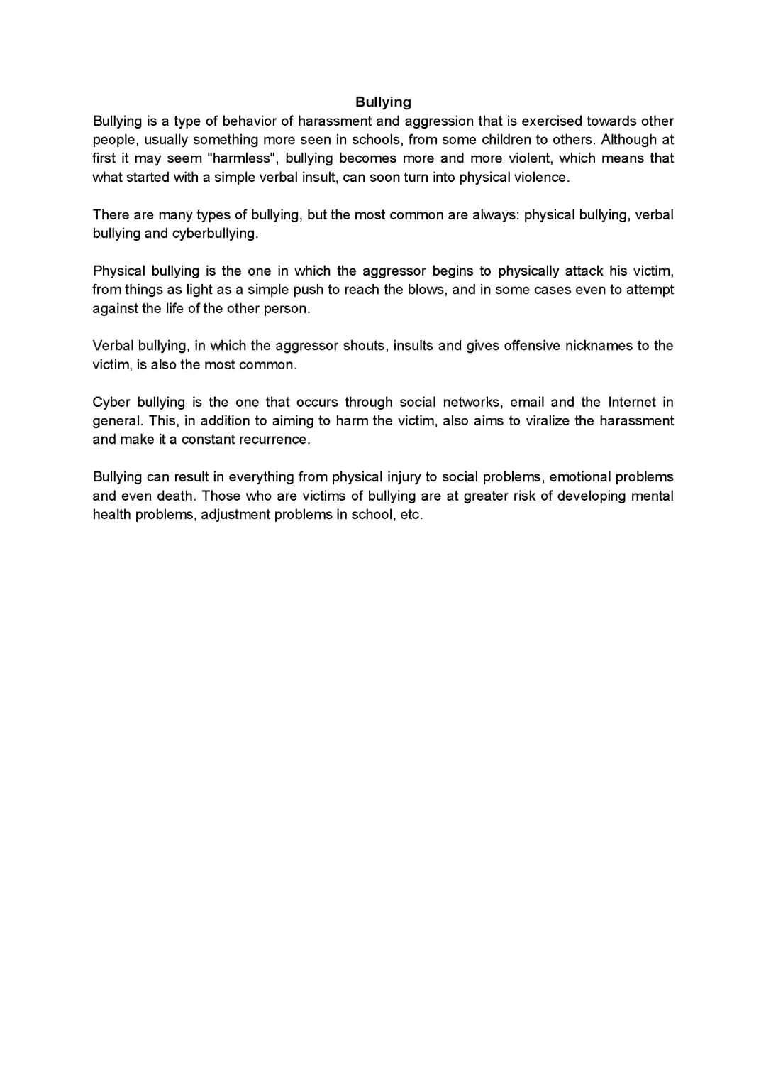 Understanding Bullying: Types and Consequences