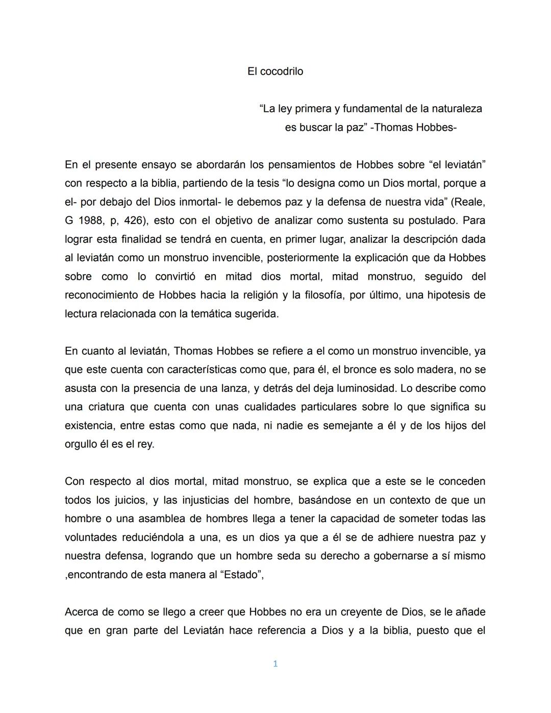 El Pensamiento de Hobbes: Principios y Máximas