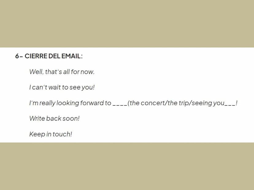 How to write and
E-mail
@
By andrés Gómez Greeting
Opening p.
Main p. 1
Main p. 2
Dear John,
It's nice to hear from you, and I'm happy to
an