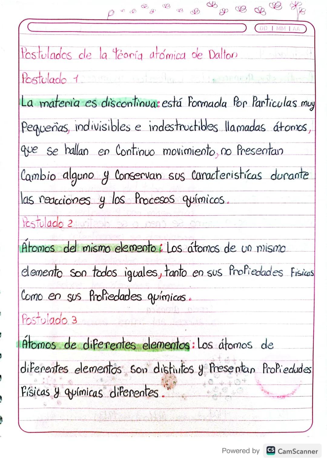 V
Teoría atómica de Dalton y sus Postulados
DD IMMIAA
John Dalton, Un quimico y físico inglés del siglo XIX,
ProPuso su teoría atómica en 18