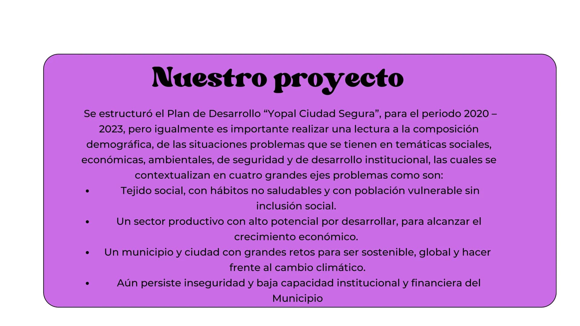 ALEJANDRA SIERRA
PLAN DE DESAROLLO
H H
)(
MUNICIPAL DE
YOPAL YOPAL
Yopal, municipio capital del departamento de Casanare, goza de
una posici
