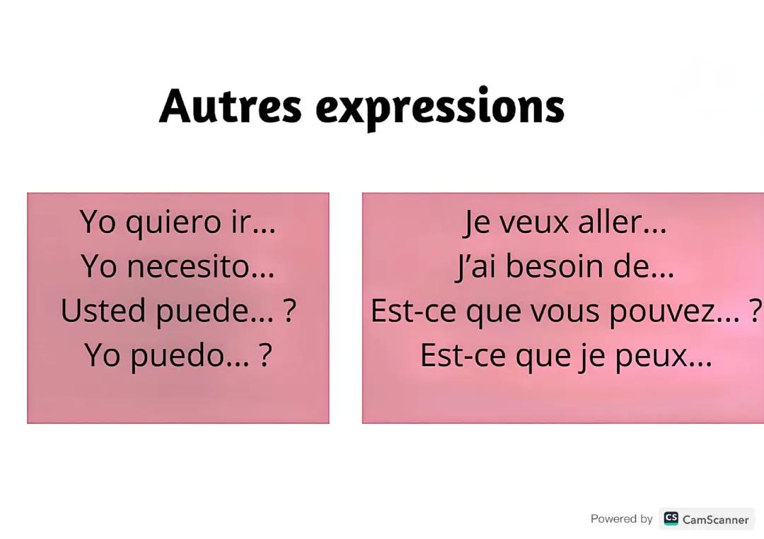 Frances; Expresiones de clase