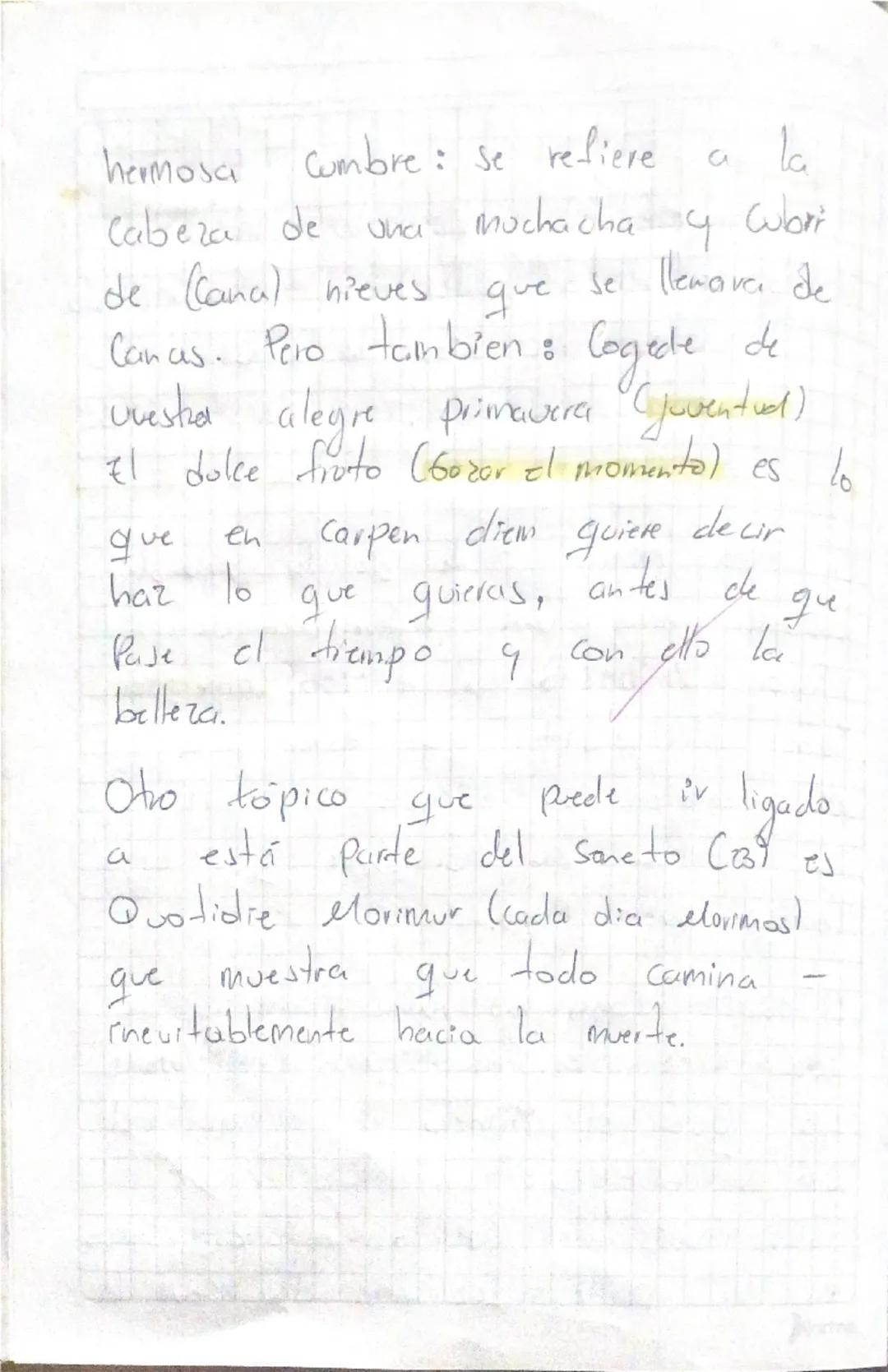 Desarrollo

Tópico Coge muchacha las rosas
Collige vingo Rosa

Soneto xx111

1. Parte

En tanto que de rosa y azucena
Se muestra el Color de